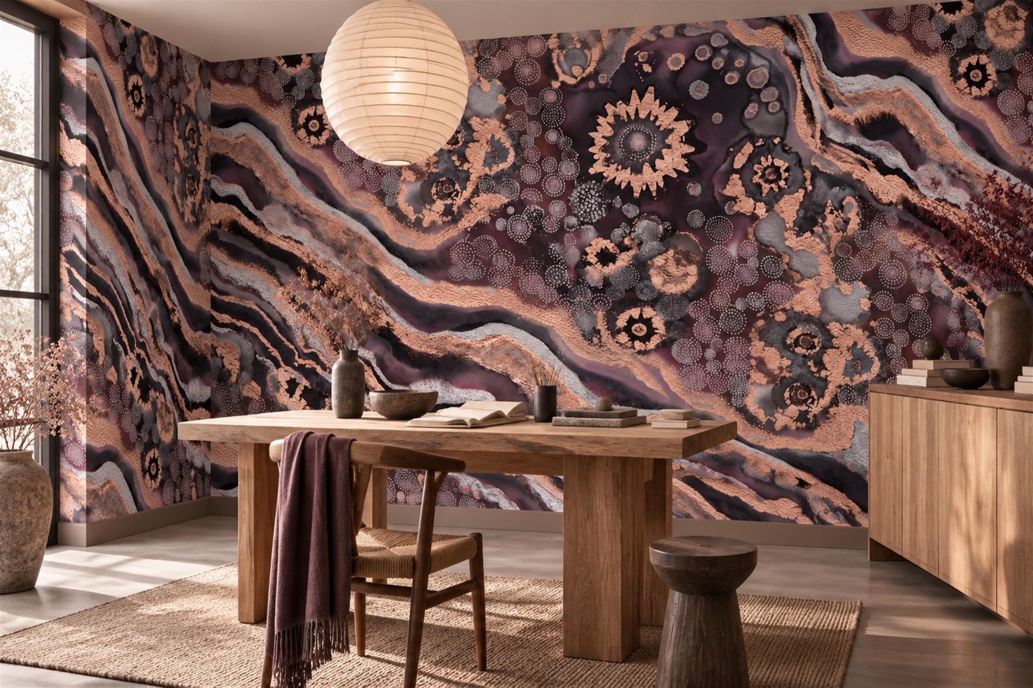 Pink Fluid Artful Wallpaper Mural Bedroom-wallpaper-murals, Peel-and-stick Finish