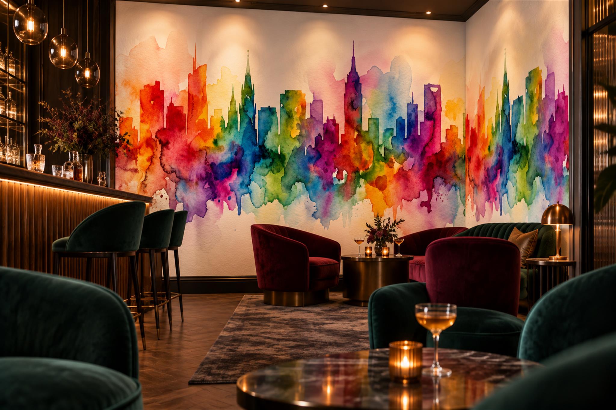 Neutral Pattern Decorative Atmospheric Wallpaper Mural Accent-wall-wallpaper-murals, Peel-and-stick Finish