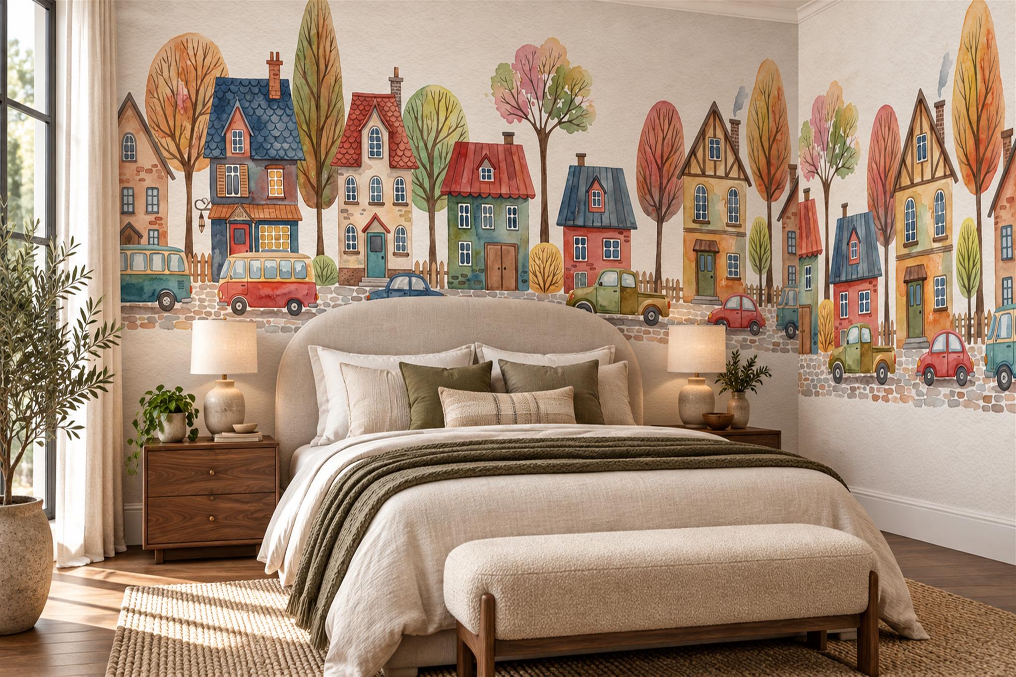 Pastel Pattern Decorative Illustrated Wallpaper Mural Bedroom-wallpaper-murals, Peel-and-stick Finish
