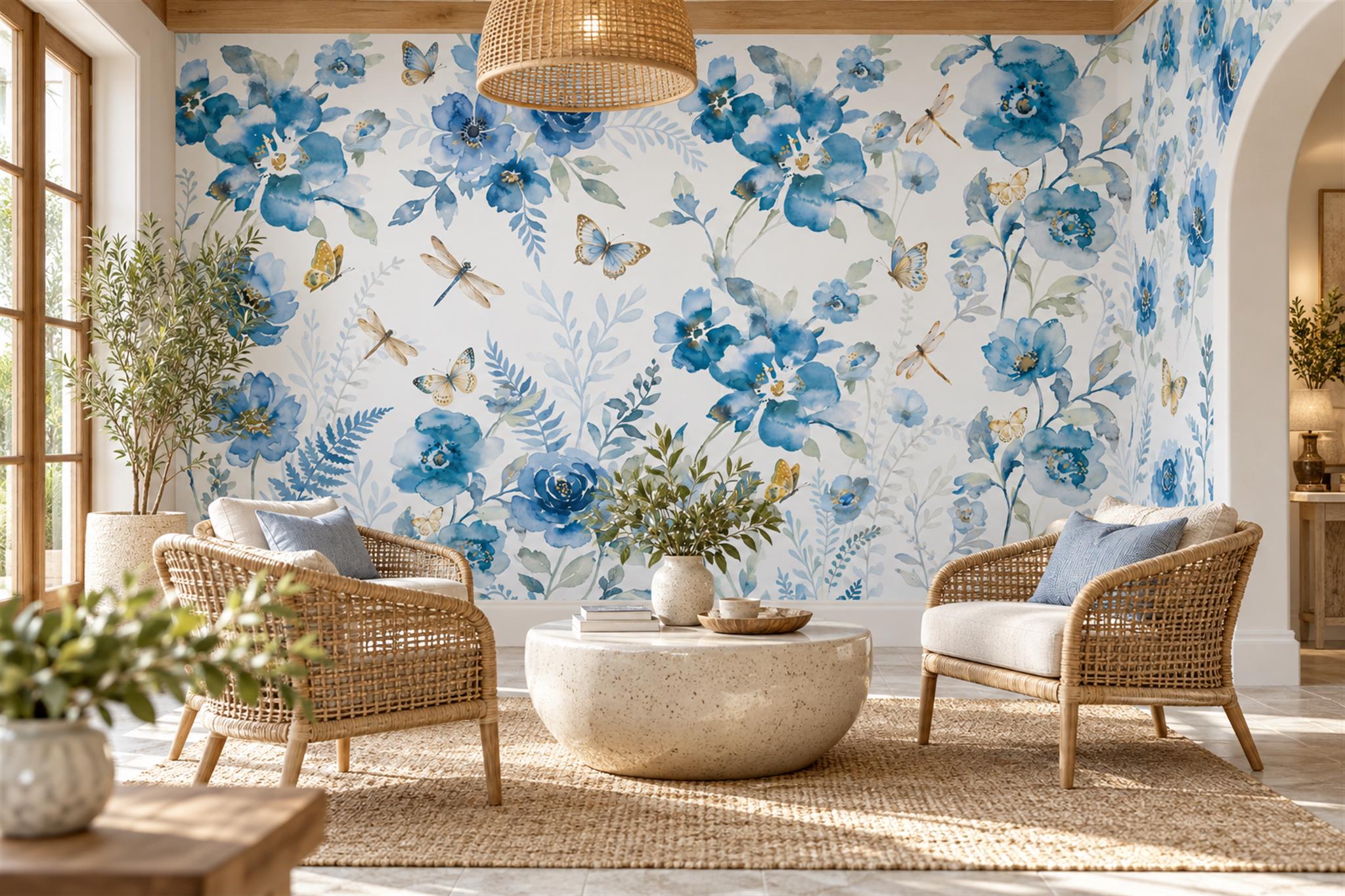 Deep Blue Ocean Foam Aerial Wallpaper Mural — Wallpaper Mural Design, Peel-and-stick Finish