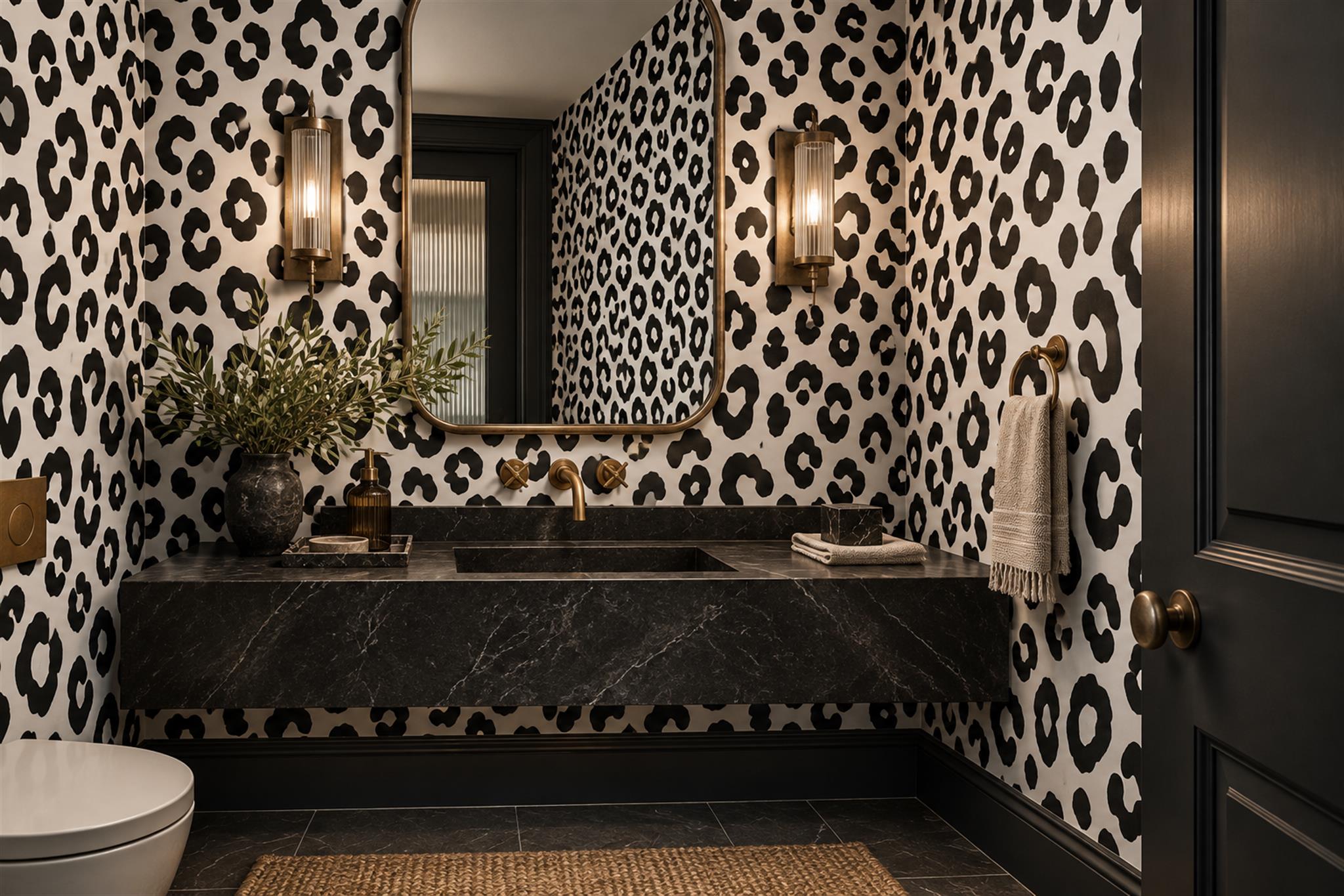 Black Leopard Wallpaper Mural, Peel-and-stick Finish