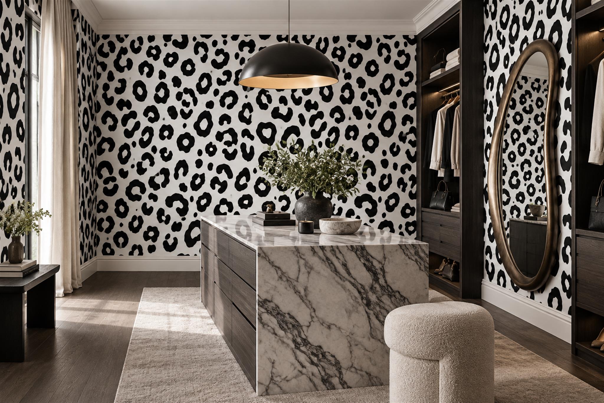 Black Leopard Wallpaper Mural, Peel-and-stick Finish
