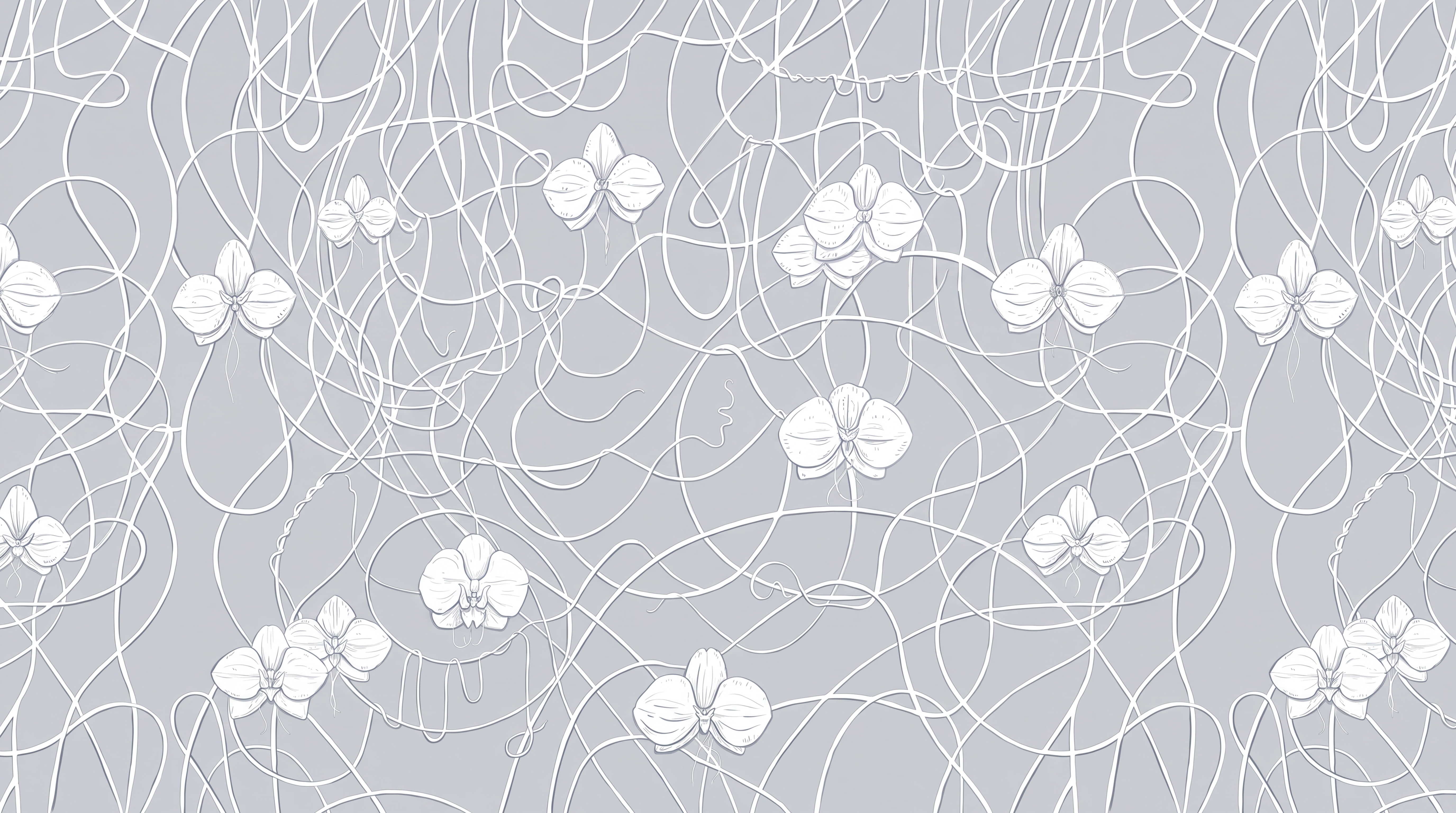 Grey Floral Botanical Decorative Wallpaper Mural, Peel-and-stick Finish