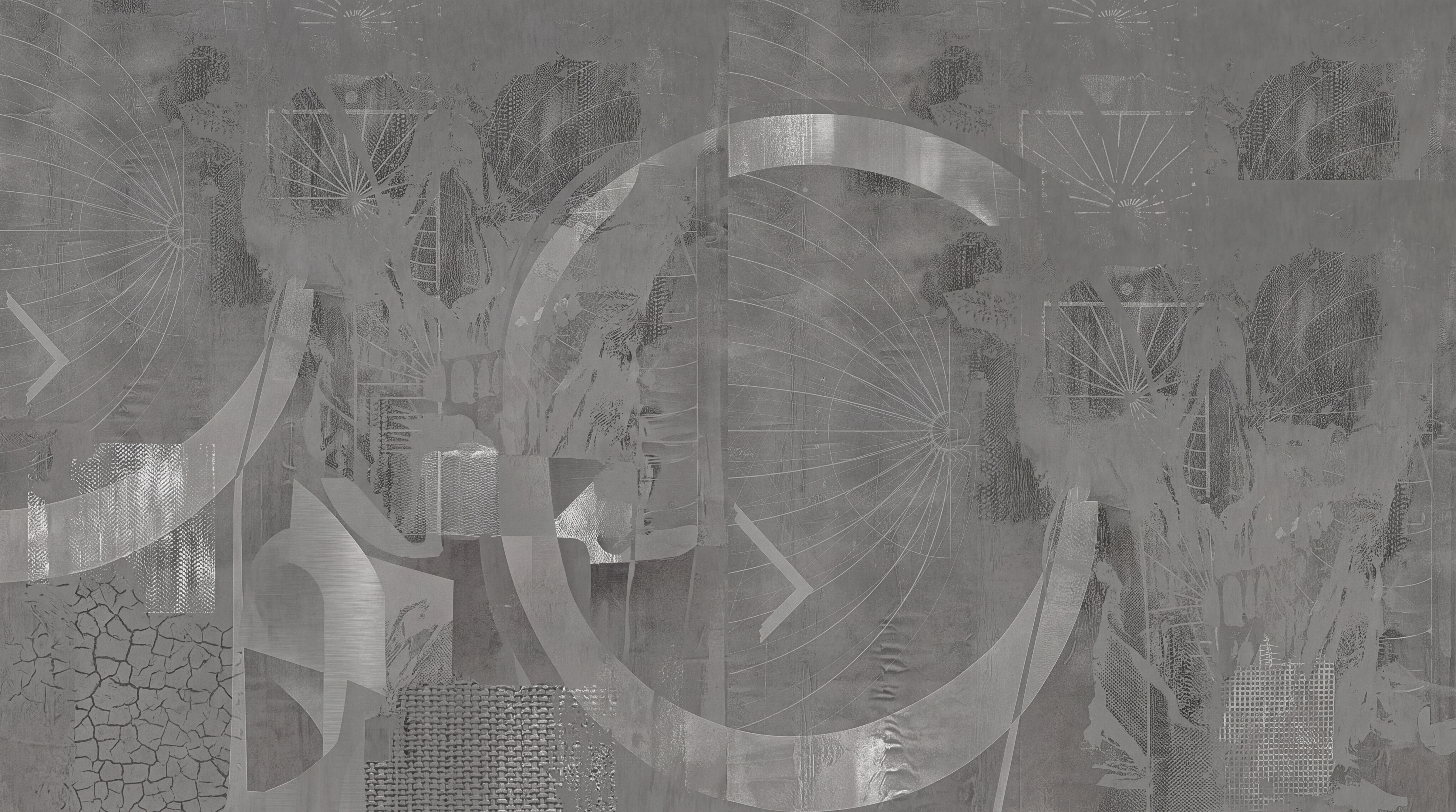 Grey Circular Abstract Wallpaper Mural, Peel-and-stick Finish