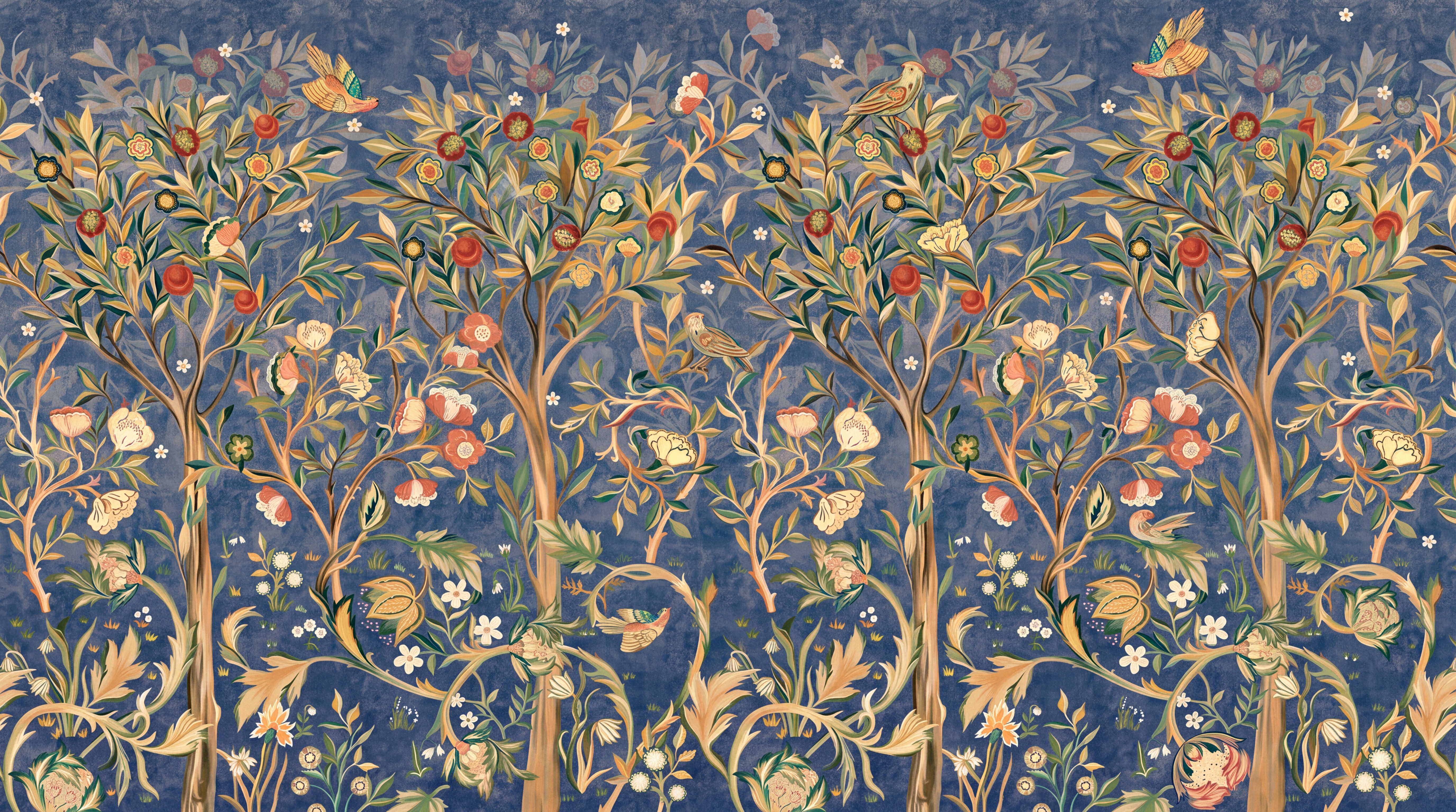 Navy Vintage Artful Textured Wallpaper Mural Living-room-wallpaper-murals, Peel-and-stick Finish