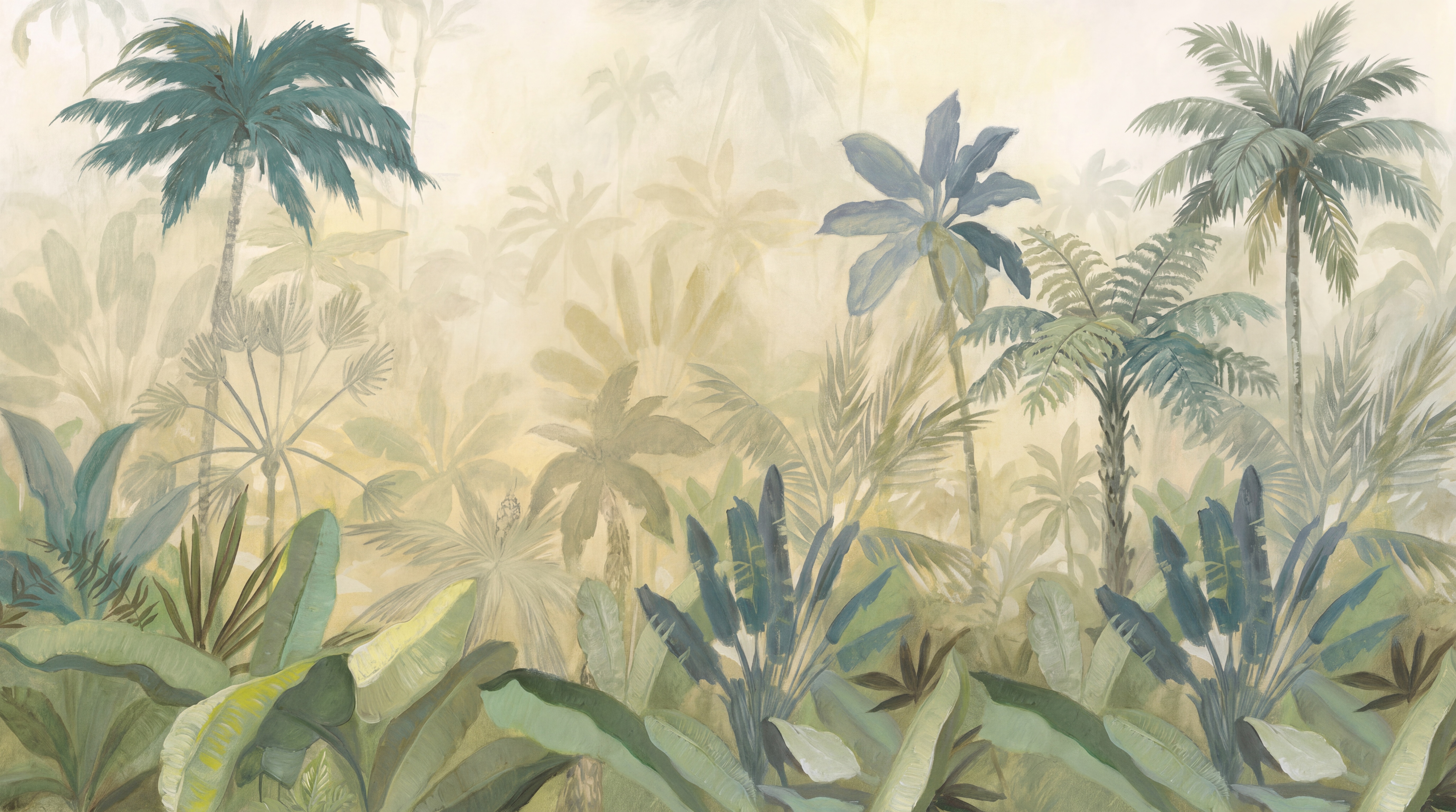 Sage Palm Artful Textured Wallpaper Mural, Peel-and-stick Finish