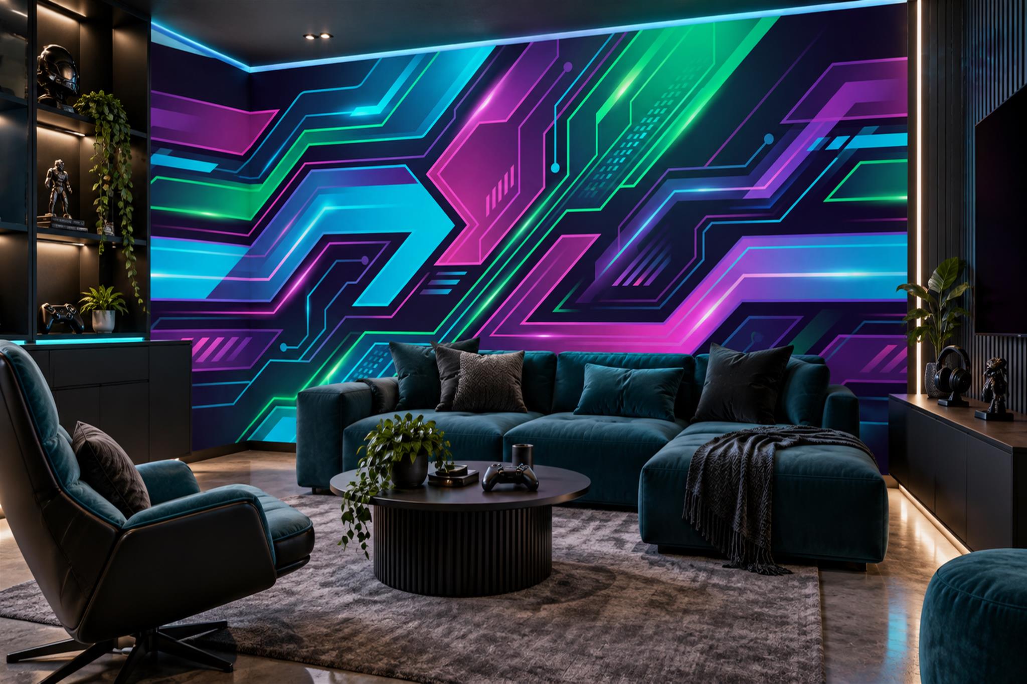 Purple Pattern Decorative Wallpaper Mural Layered Abstract Wallpaper Living-room-wallpaper-murals, Peel-and-stick Finish