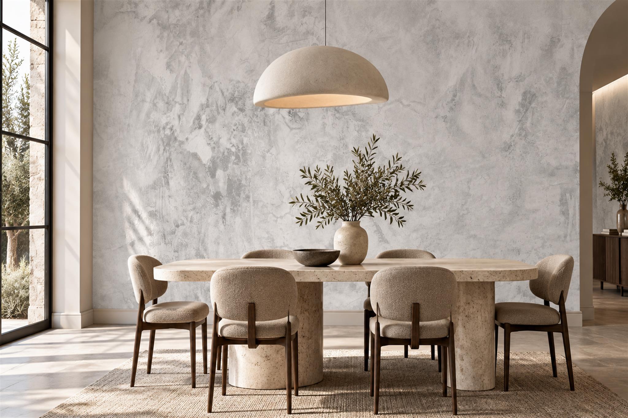 White Grey Clouded Plaster Texture Wallpaper Mural — Wallpaper Mural Design, Peel-and-stick Finish
