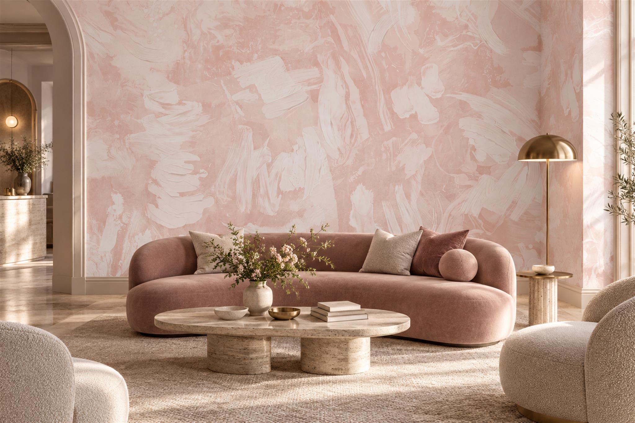Pink Pattern Decorative Wallpaper Mural Layered Layered Detail Wallpaper Bedroom-wallpaper-murals, Peel-and-stick Finish