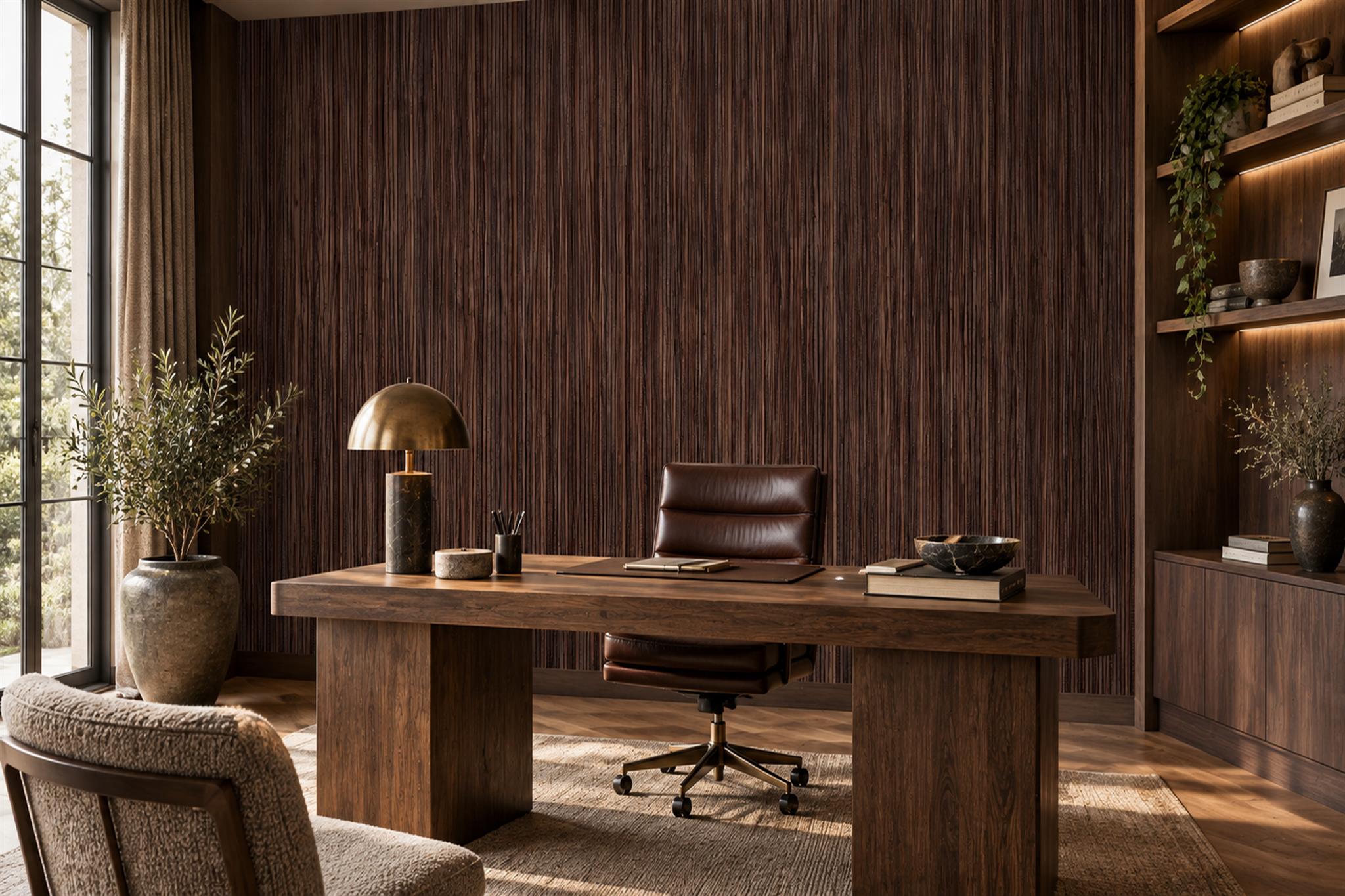 Brown Striped Abstract Wallpaper Mural Living-room-wallpaper-murals, Peel-and-stick Finish