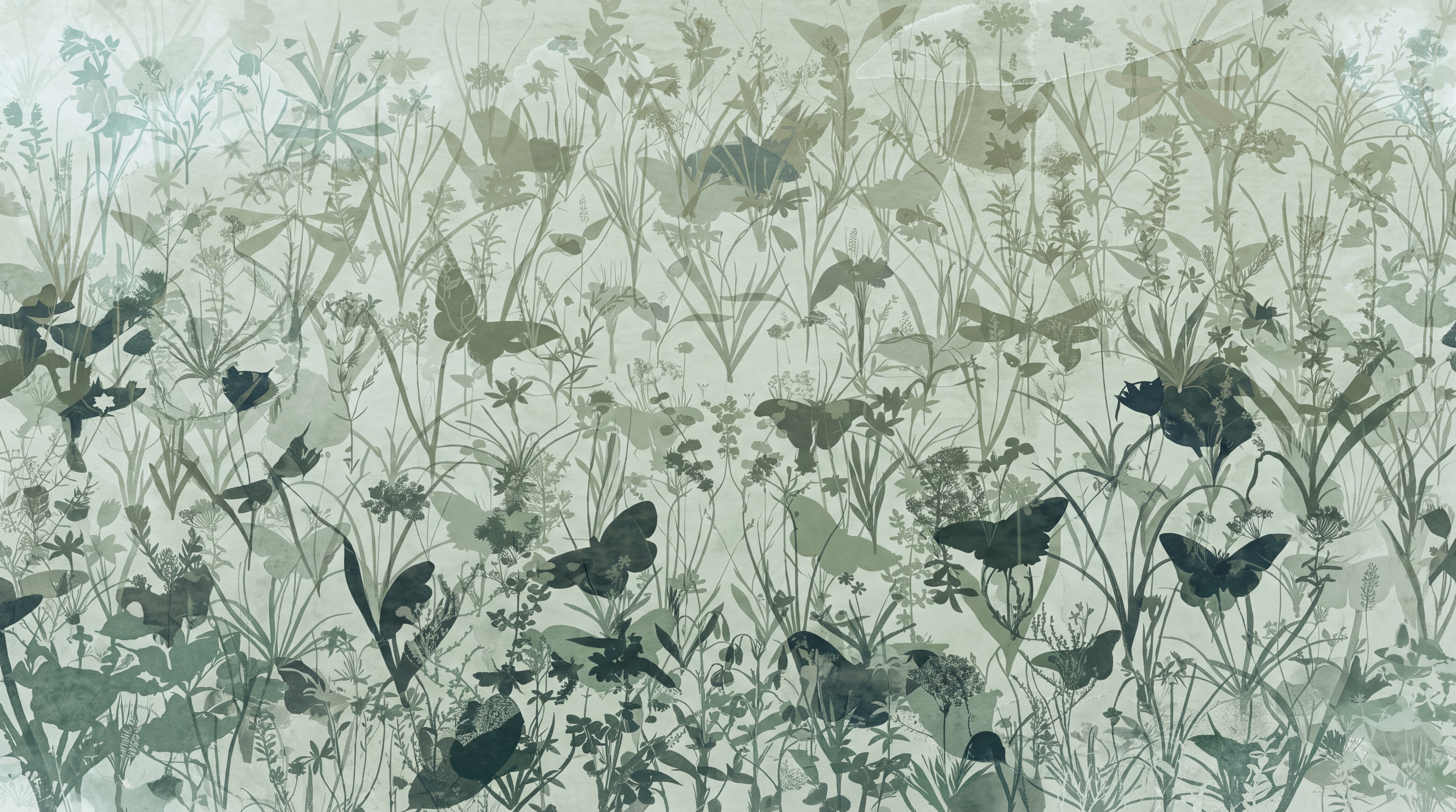 Sage Botanical Botanical Decorative Wallpaper Mural, Peel-and-stick Finish