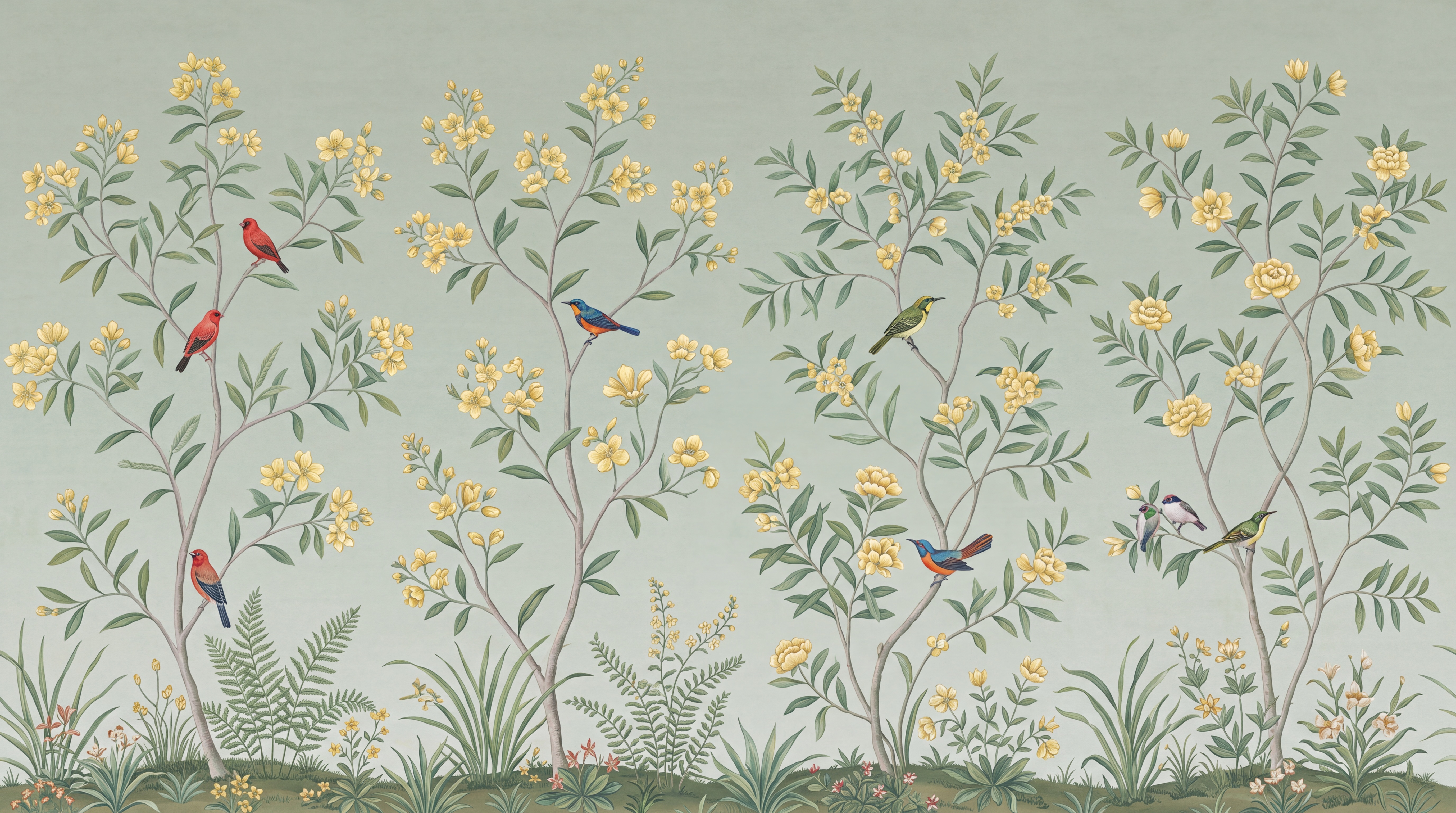 Sage Botanical Botanical Layered Wallpaper Mural, Peel-and-stick Finish