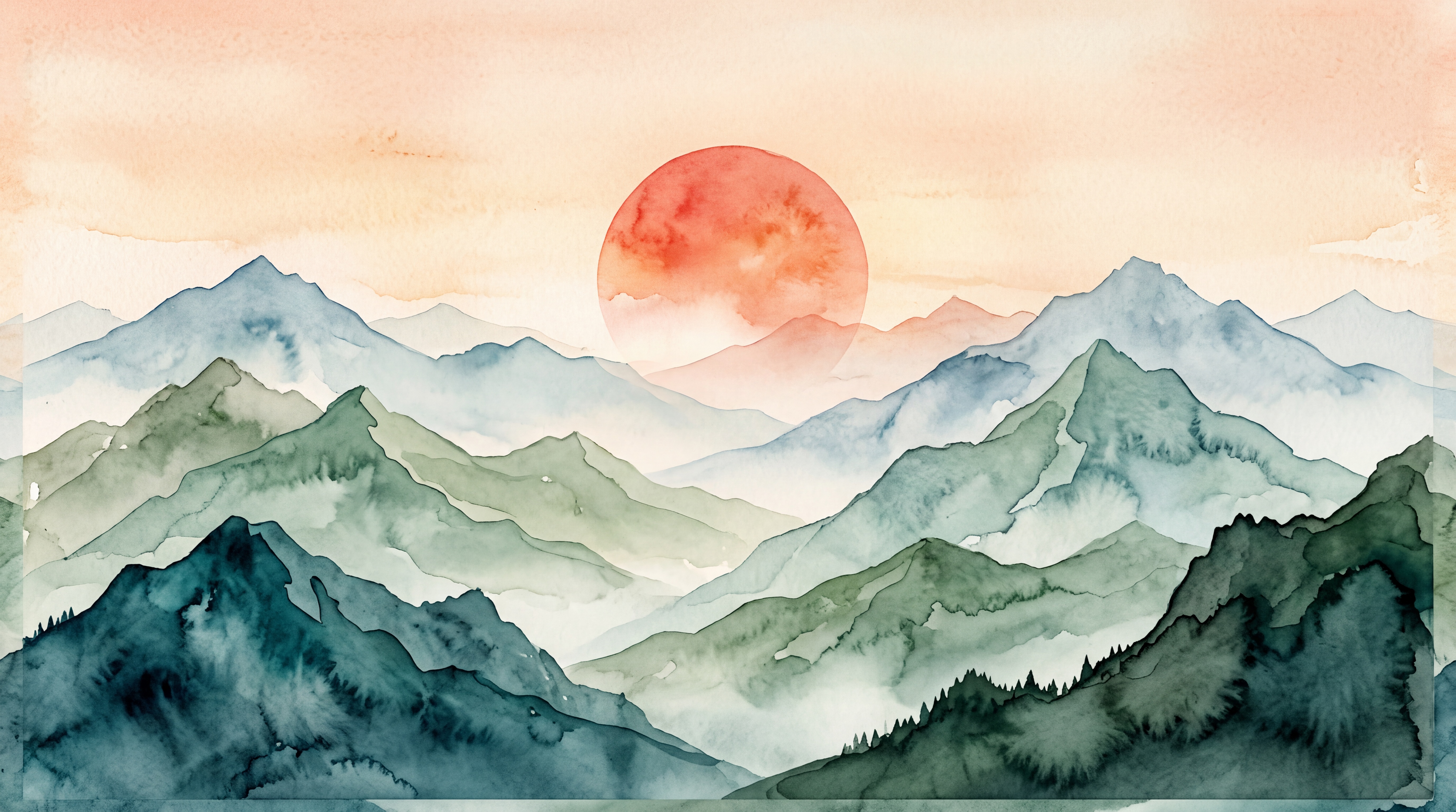 Green Mountain Scenic Painterly Wallpaper Mural, Peel-and-stick Finish