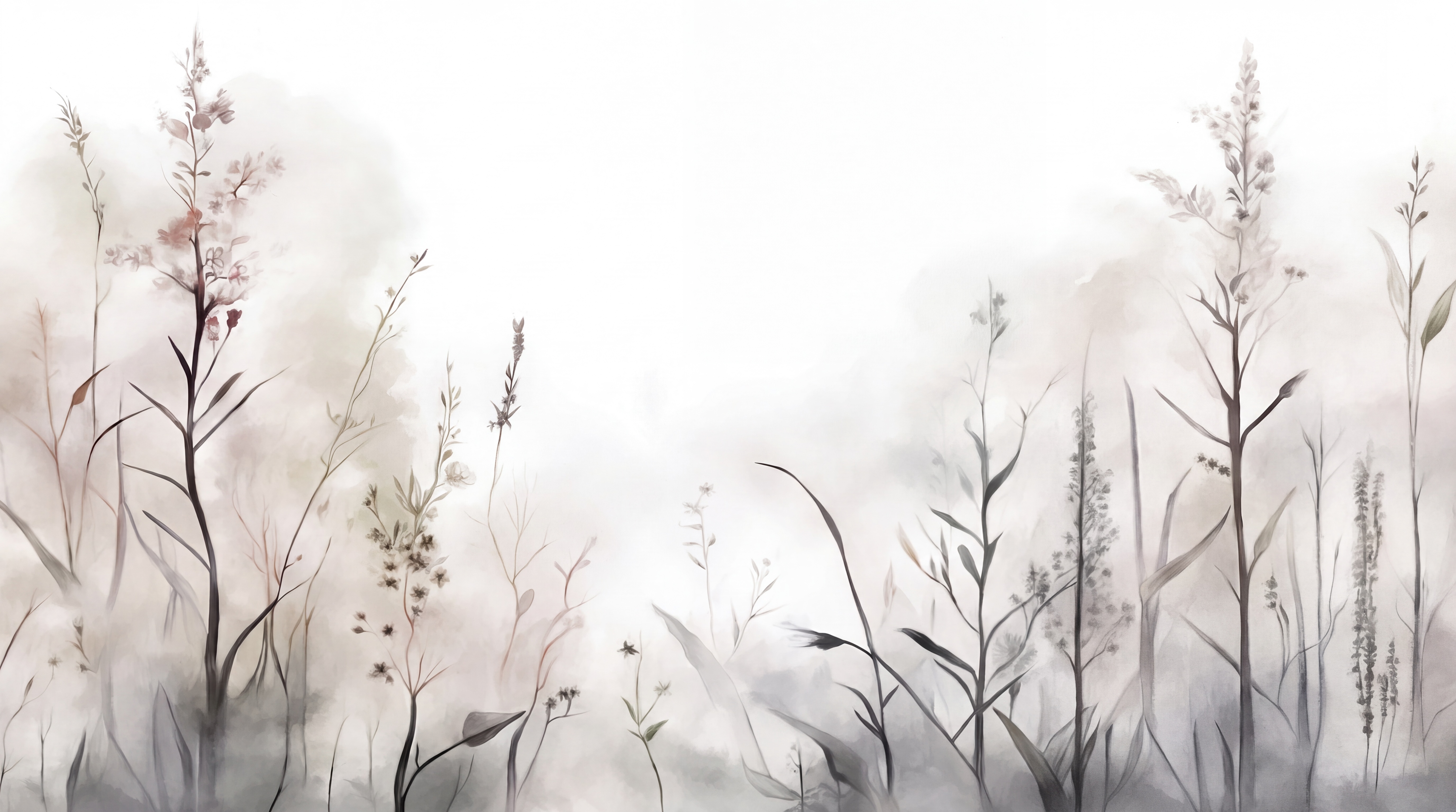 Beige Grasses Artful Layered Wallpaper Mural, Peel-and-stick Finish