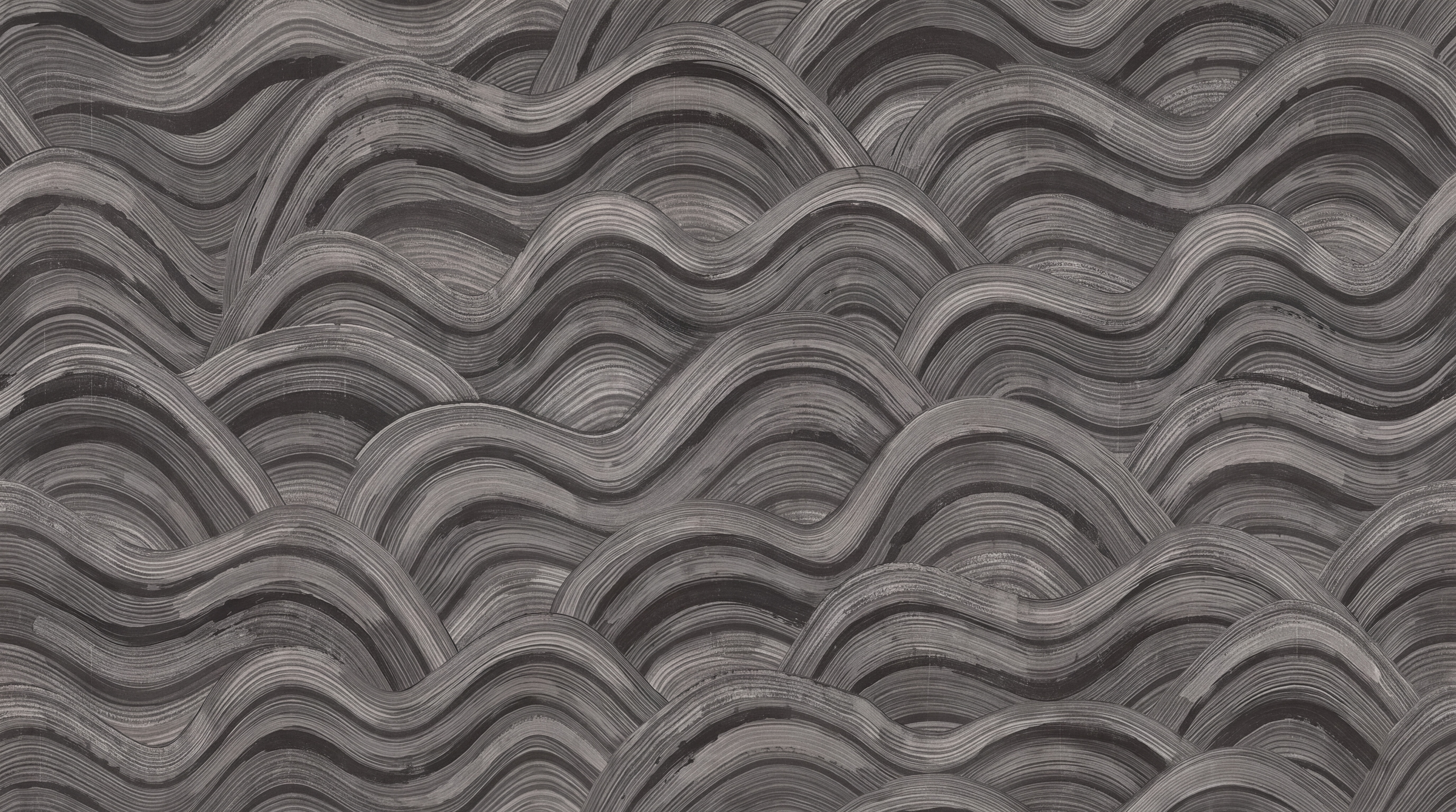 Grey Waves Artful Abstract Wallpaper Mural Home-office-wallpaper-murals, Peel-and-stick Finish