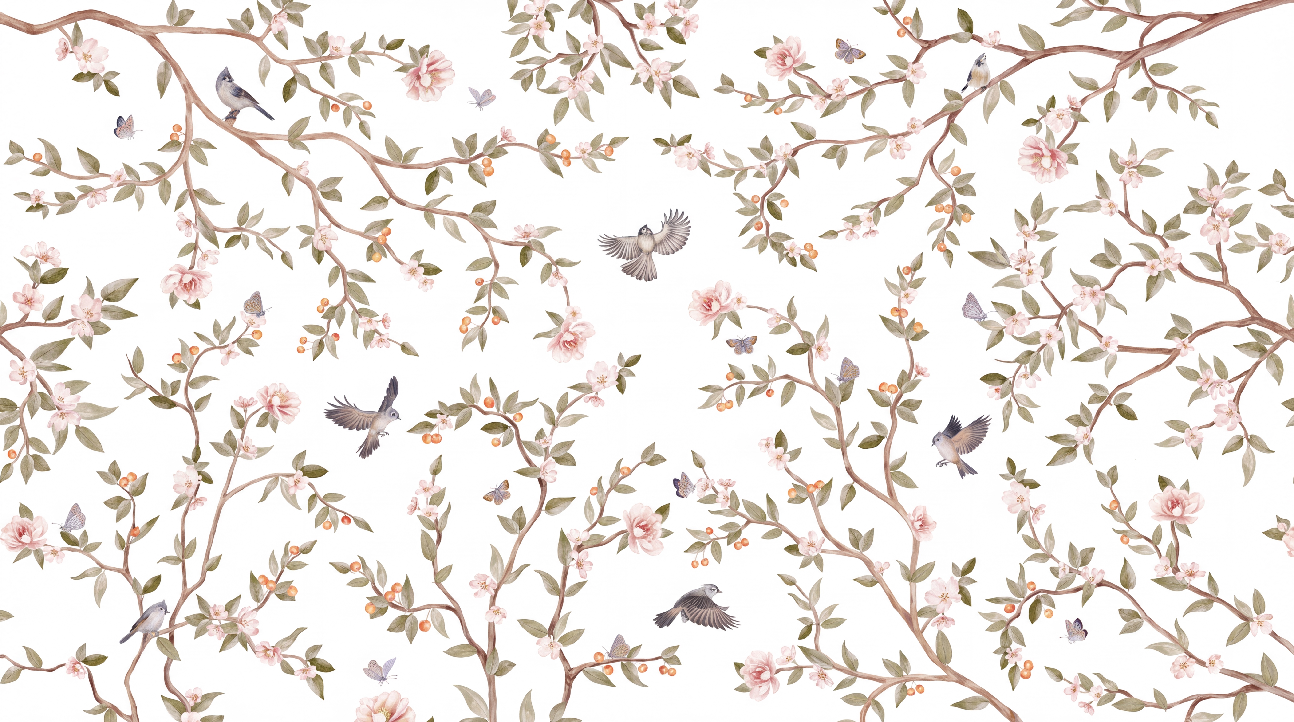 Pink Botanical Botanical Textured Wallpaper Mural, Peel-and-stick Finish
