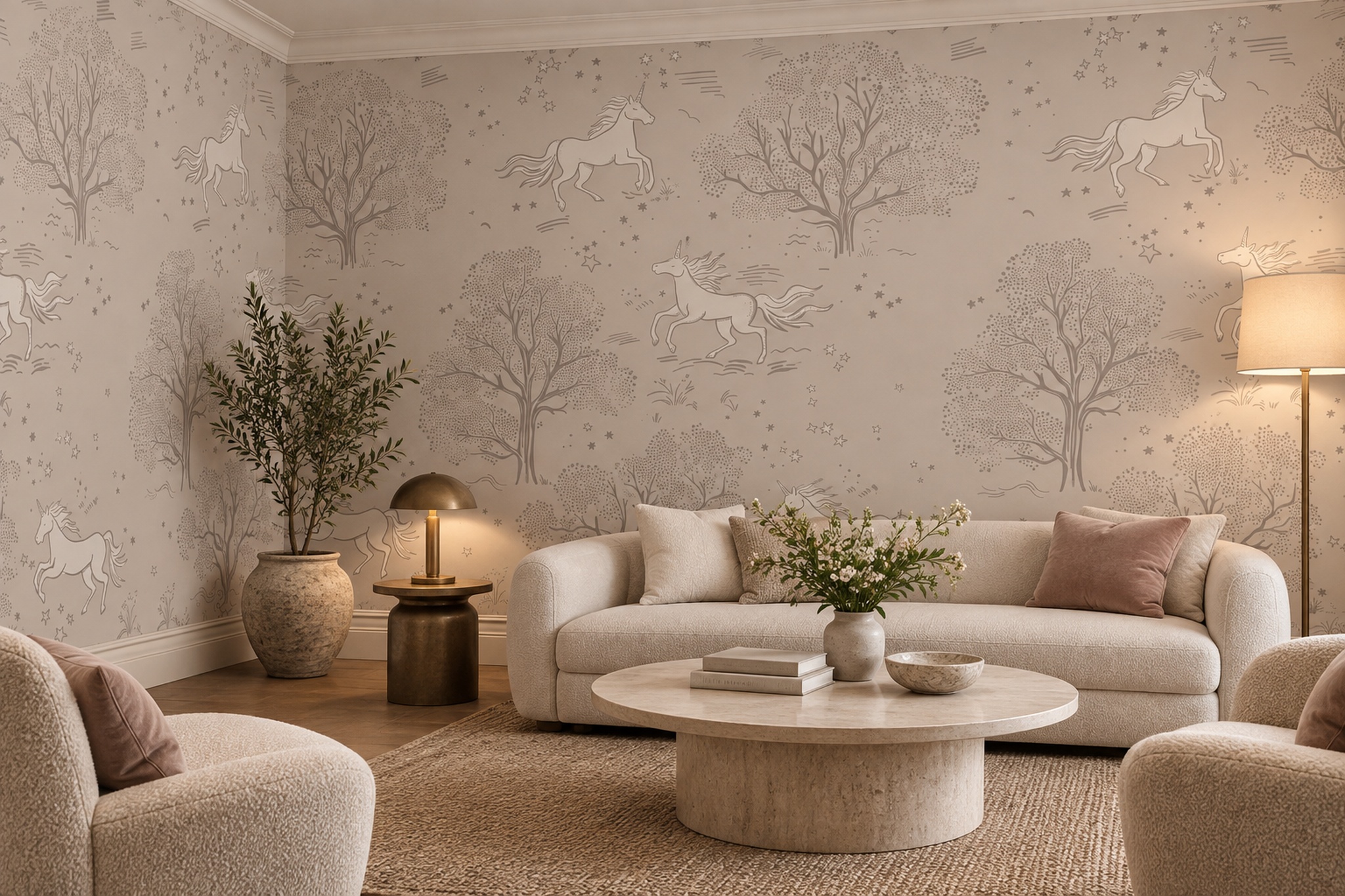 Beige Pattern Decorative Wallpaper Mural Layered Contour Wallpaper Mural Accent-wall-wallpaper-murals, Peel-and-stick Finish