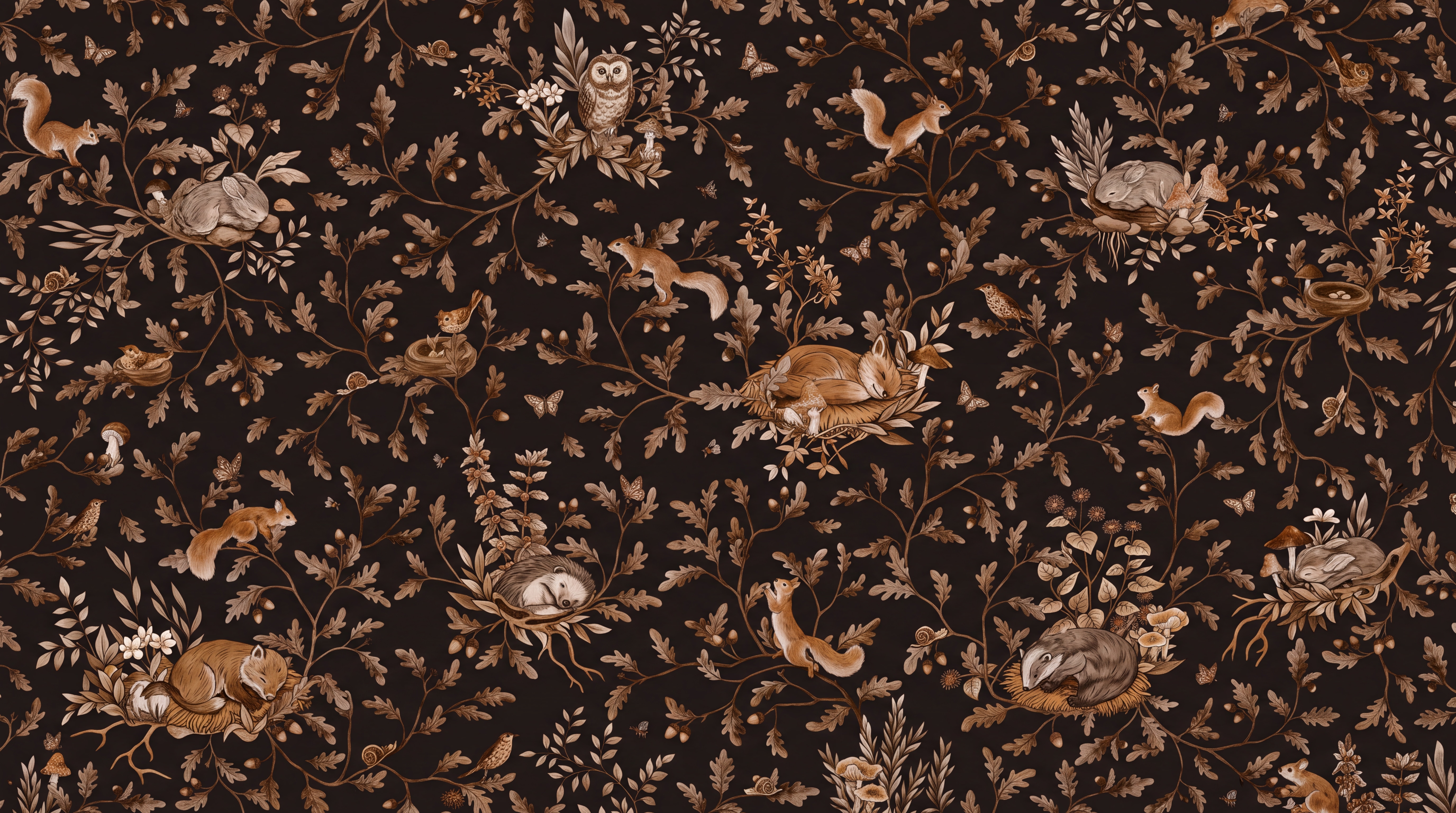 Brown Woodland Scenic Wallpaper Mural, Peel-and-stick Finish