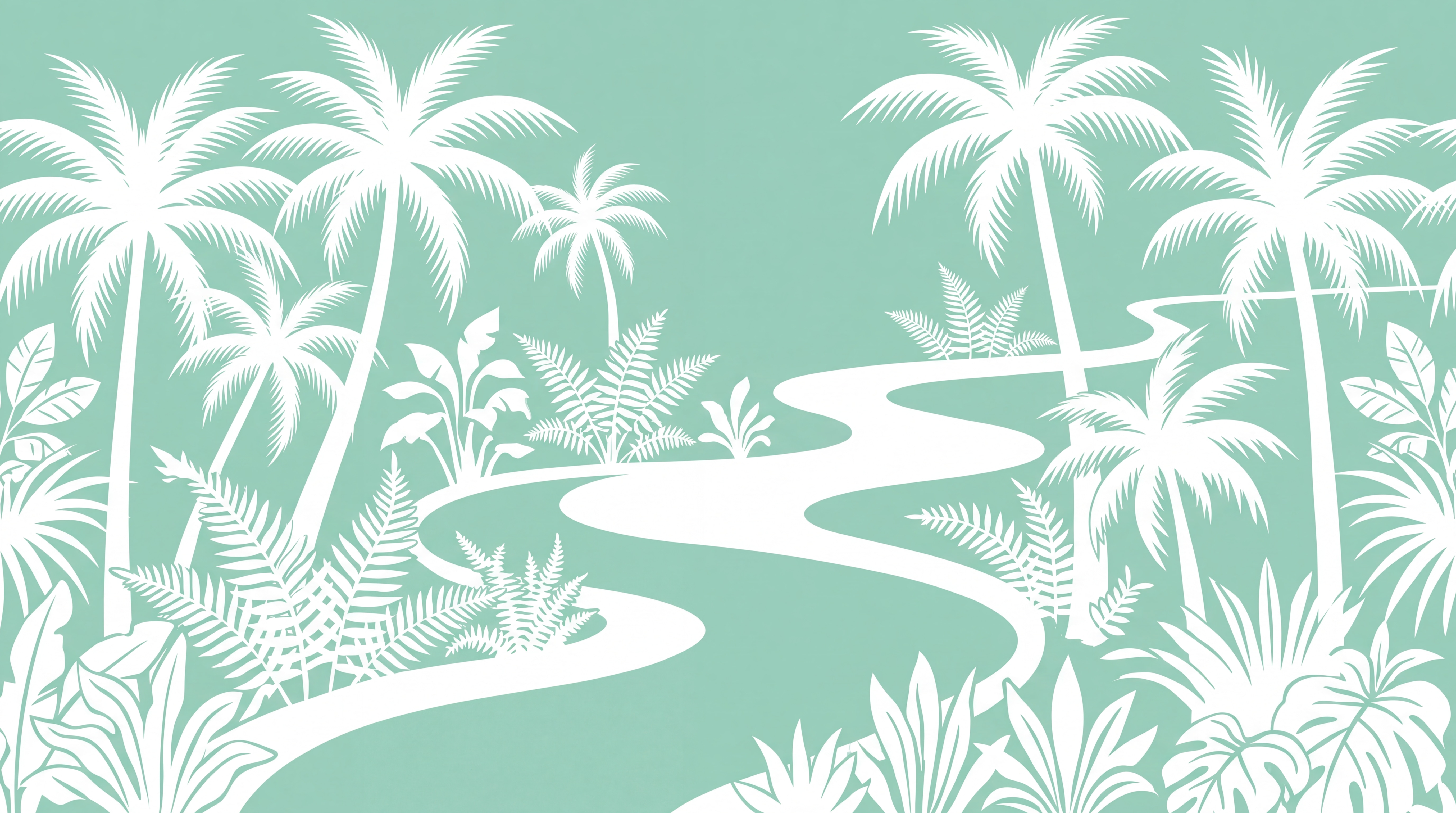 Mint Palm Artful Tropical Wallpaper Mural, Peel-and-stick Finish
