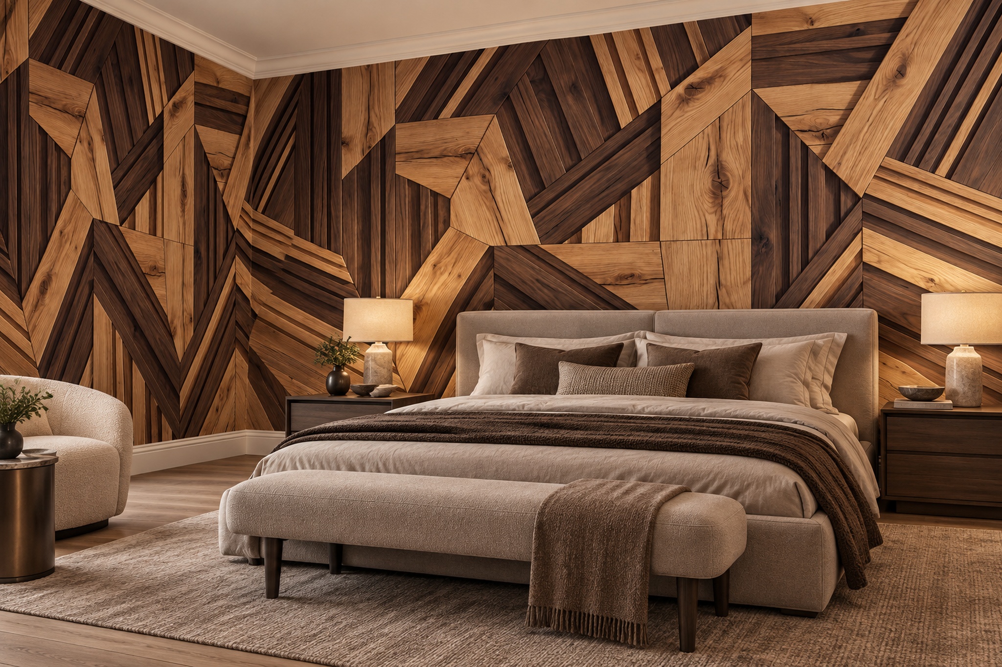 Brown Wood Decorative Wallpaper Mural Living-room-wallpaper-murals, Peel-and-stick Finish