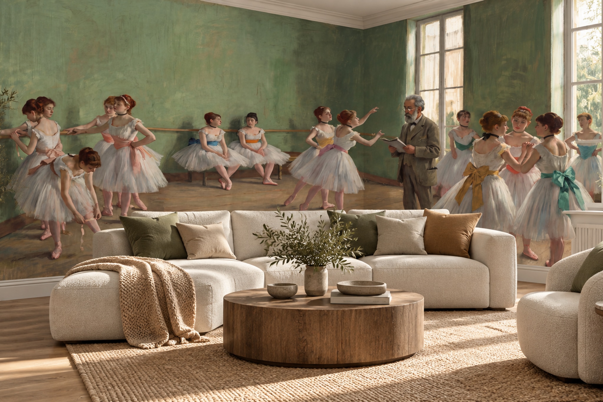 Vintage Ballet Class Wallpaper Mural — Wallpaper Mural Design, Peel-and-stick Finish