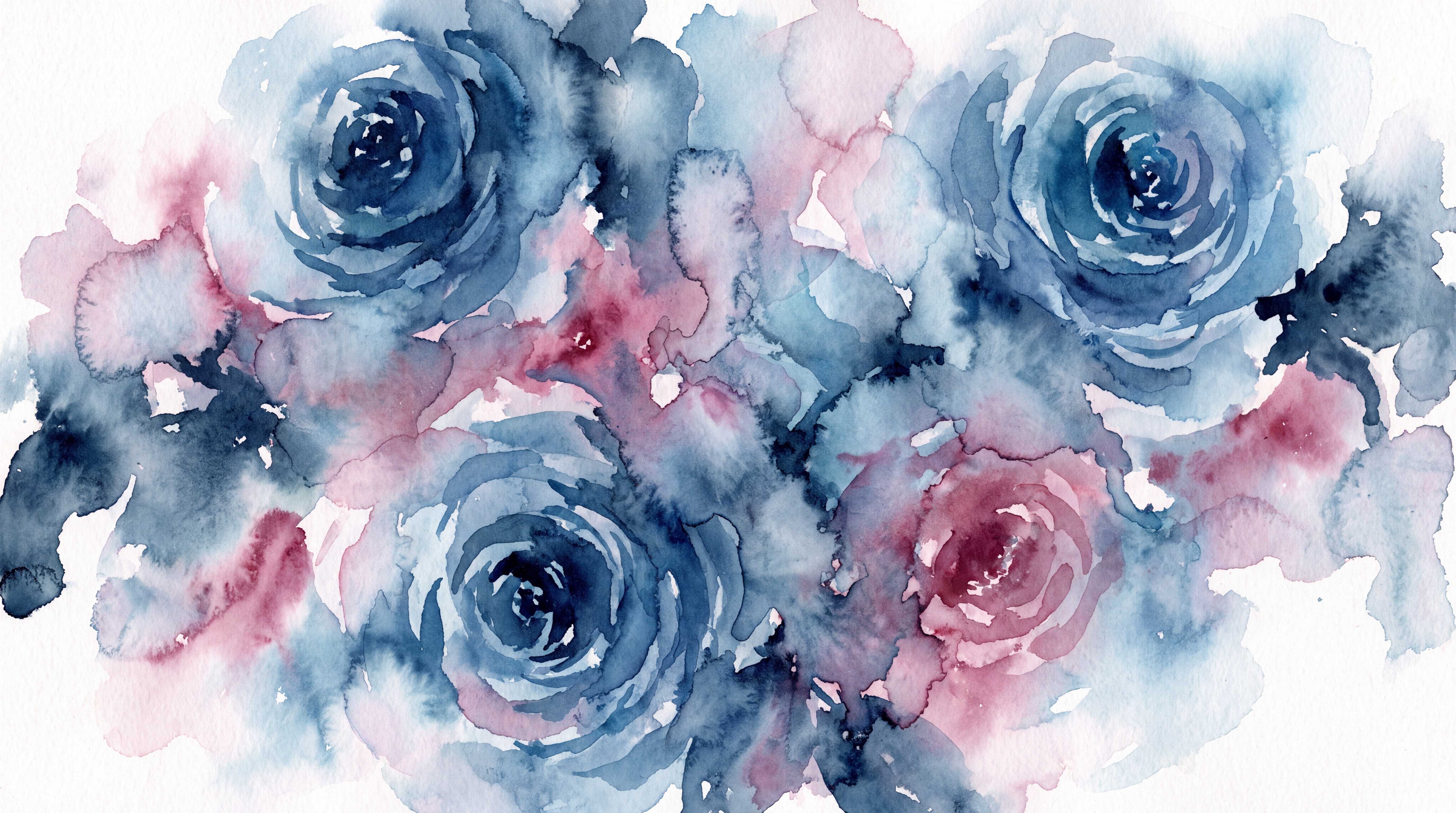 Blue Rose Botanical Vintage Wallpaper Mural, Peel-and-stick Finish
