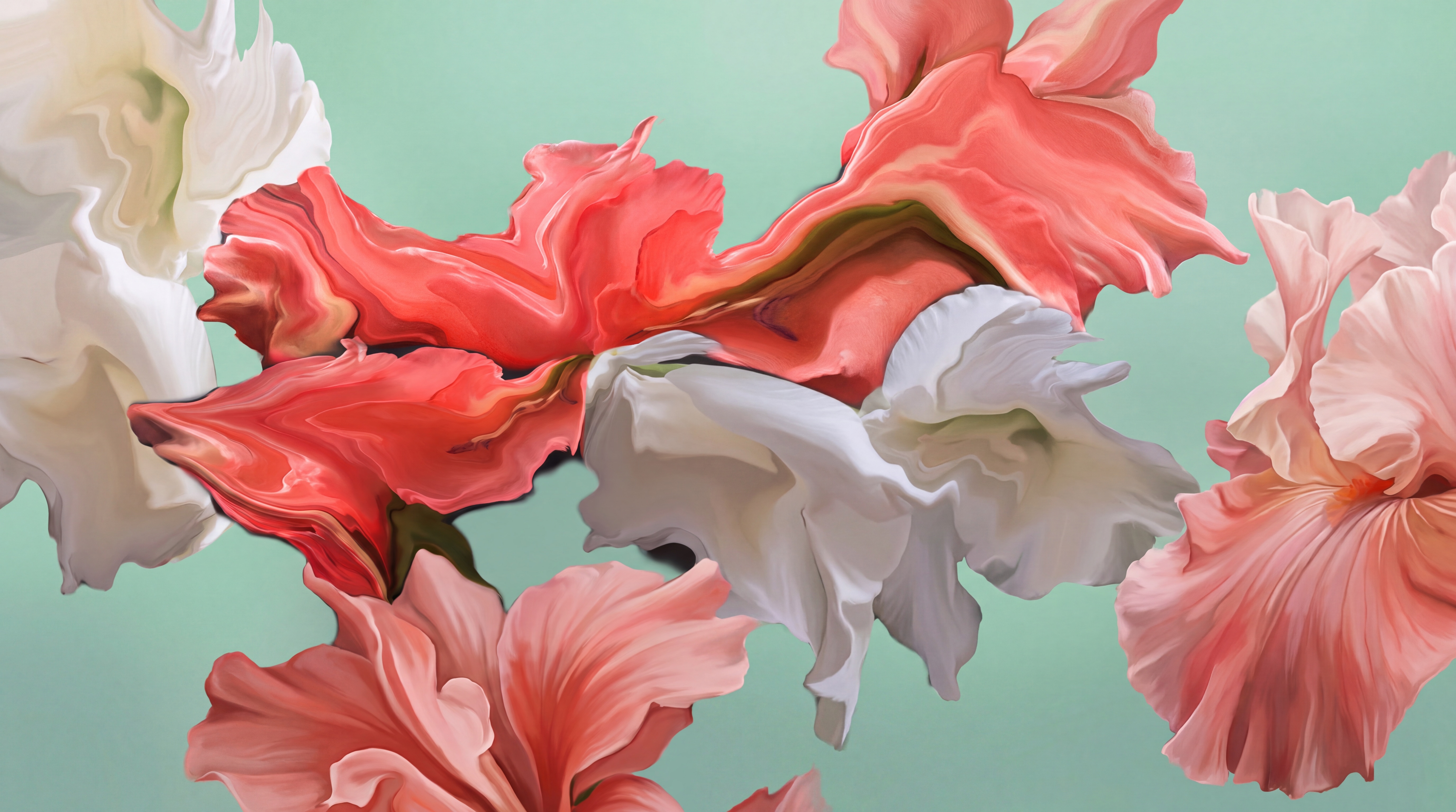 Coral Pattern Decorative Layered Wallpaper Mural, Peel-and-stick Finish
