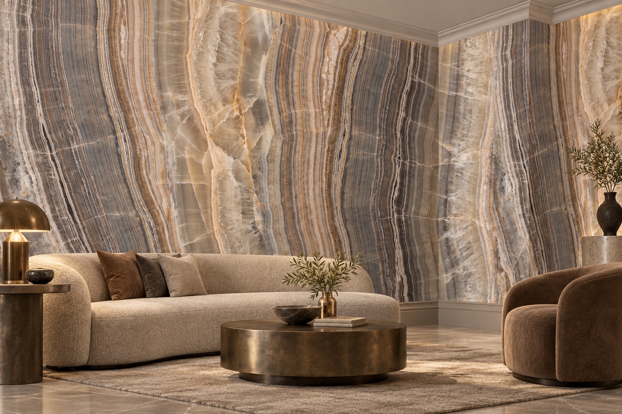 Brown Agate Decorative Wallpaper Mural Accent-wall-wallpaper-murals, Peel-and-stick Finish