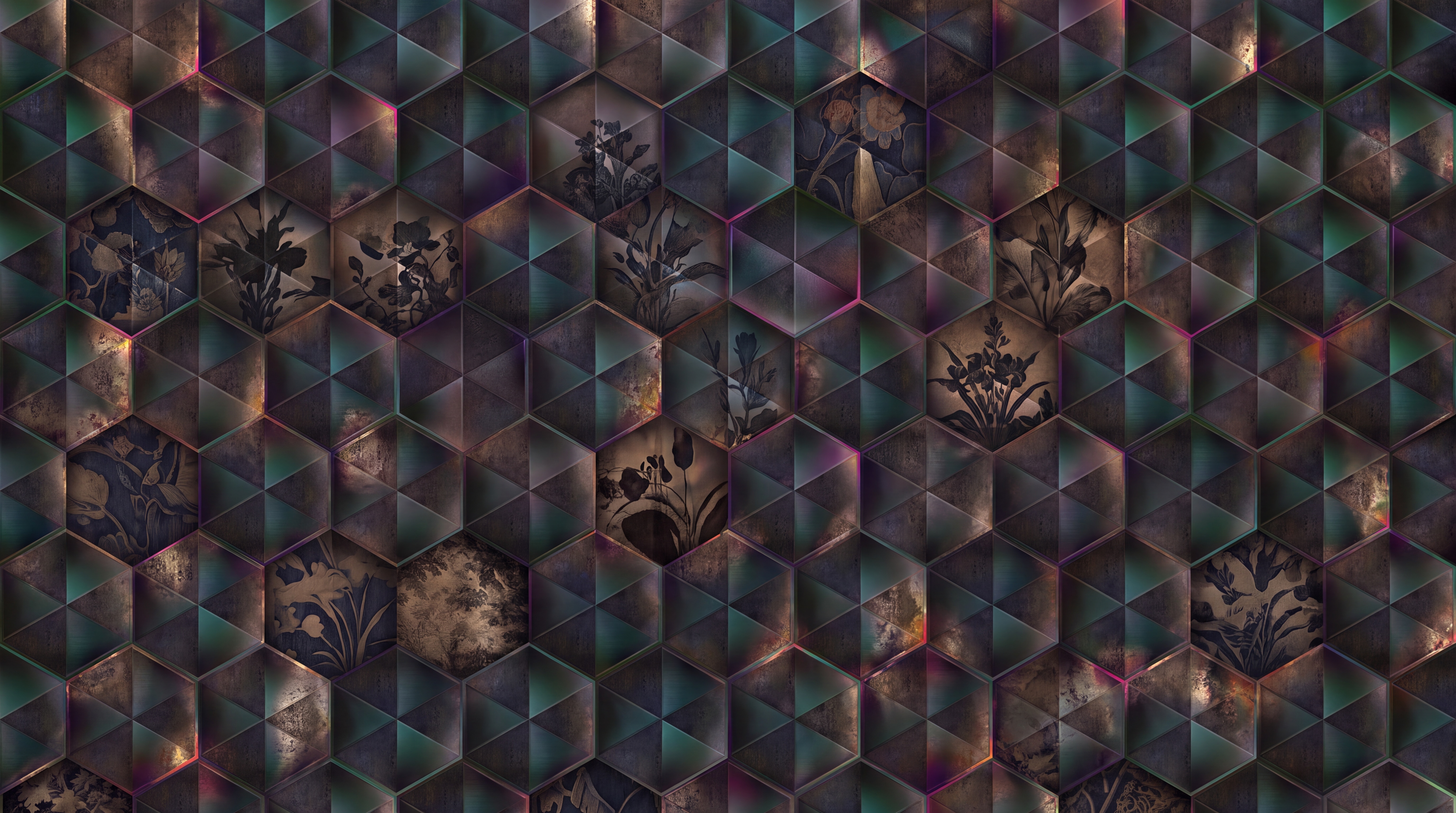 Teal Geometric Abstract Wallpaper Mural, Peel-and-stick Finish