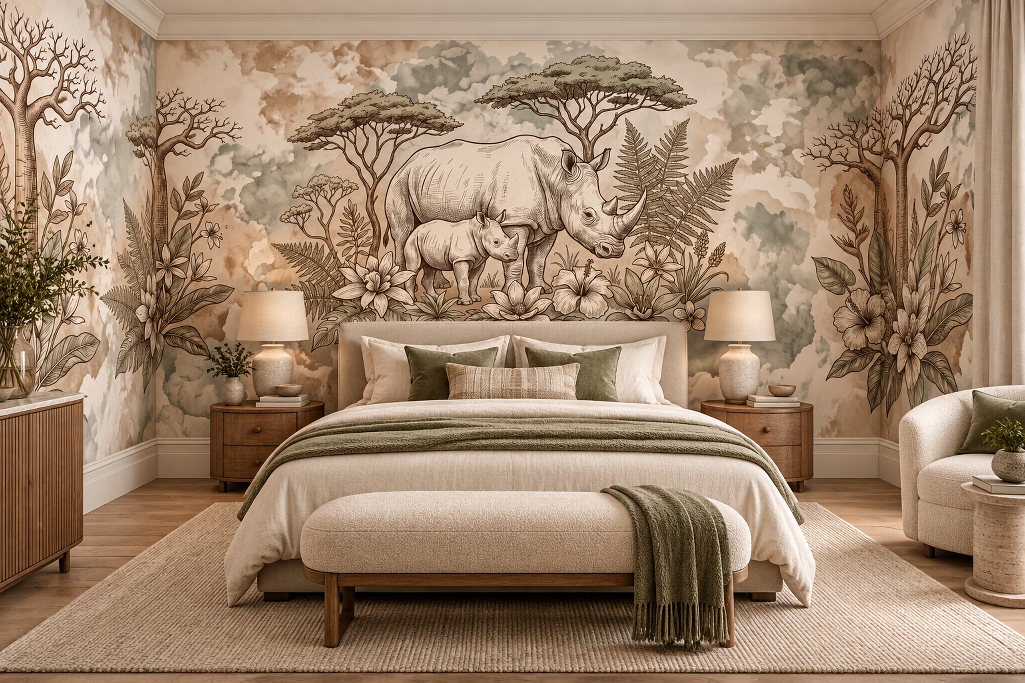 Beige Pattern Decorative Wallpaper Mural Layered Rhythm Wallpaper Mural Bedroom-wallpaper-murals, Peel-and-stick Finish