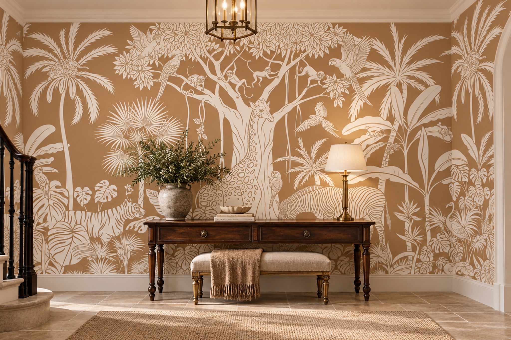 Tan Safari Scenic Wallpaper Mural Bedroom-wallpaper-murals, Peel-and-stick Finish
