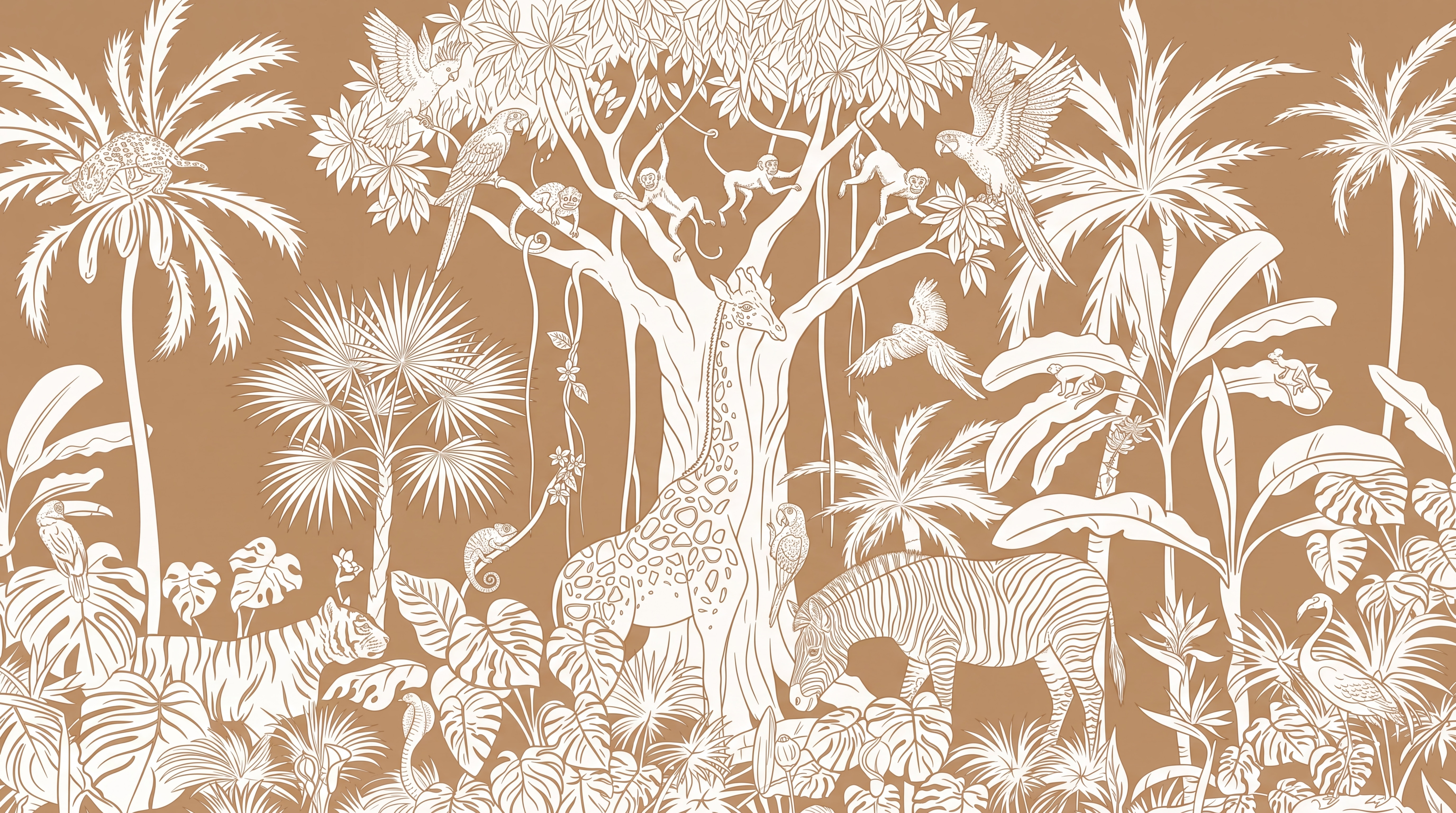 Tan Safari Scenic Wallpaper Mural, Peel-and-stick Finish