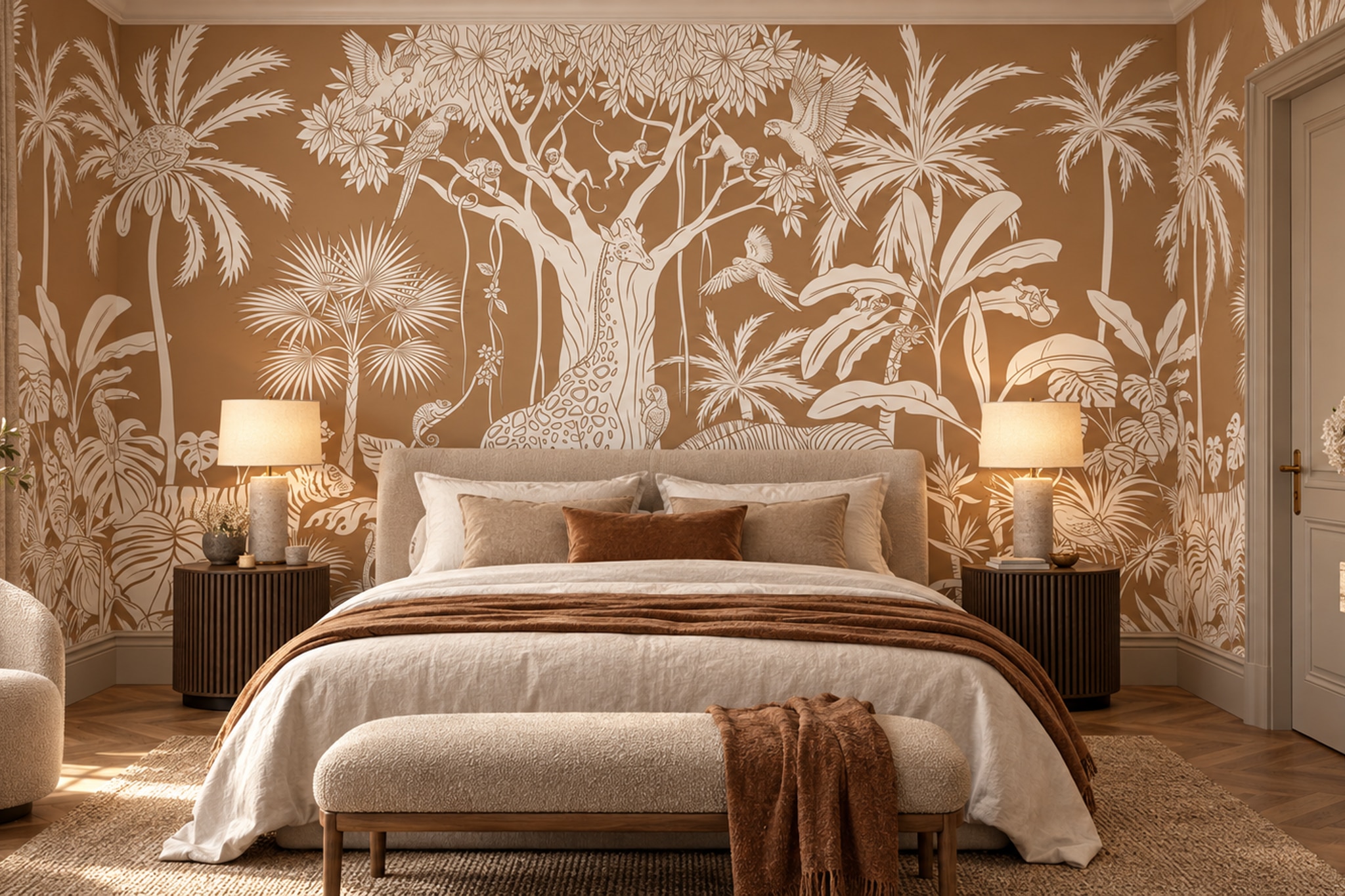 Tan Safari Scenic Wallpaper Mural Dining-room-wallpaper-murals, Peel-and-stick Finish