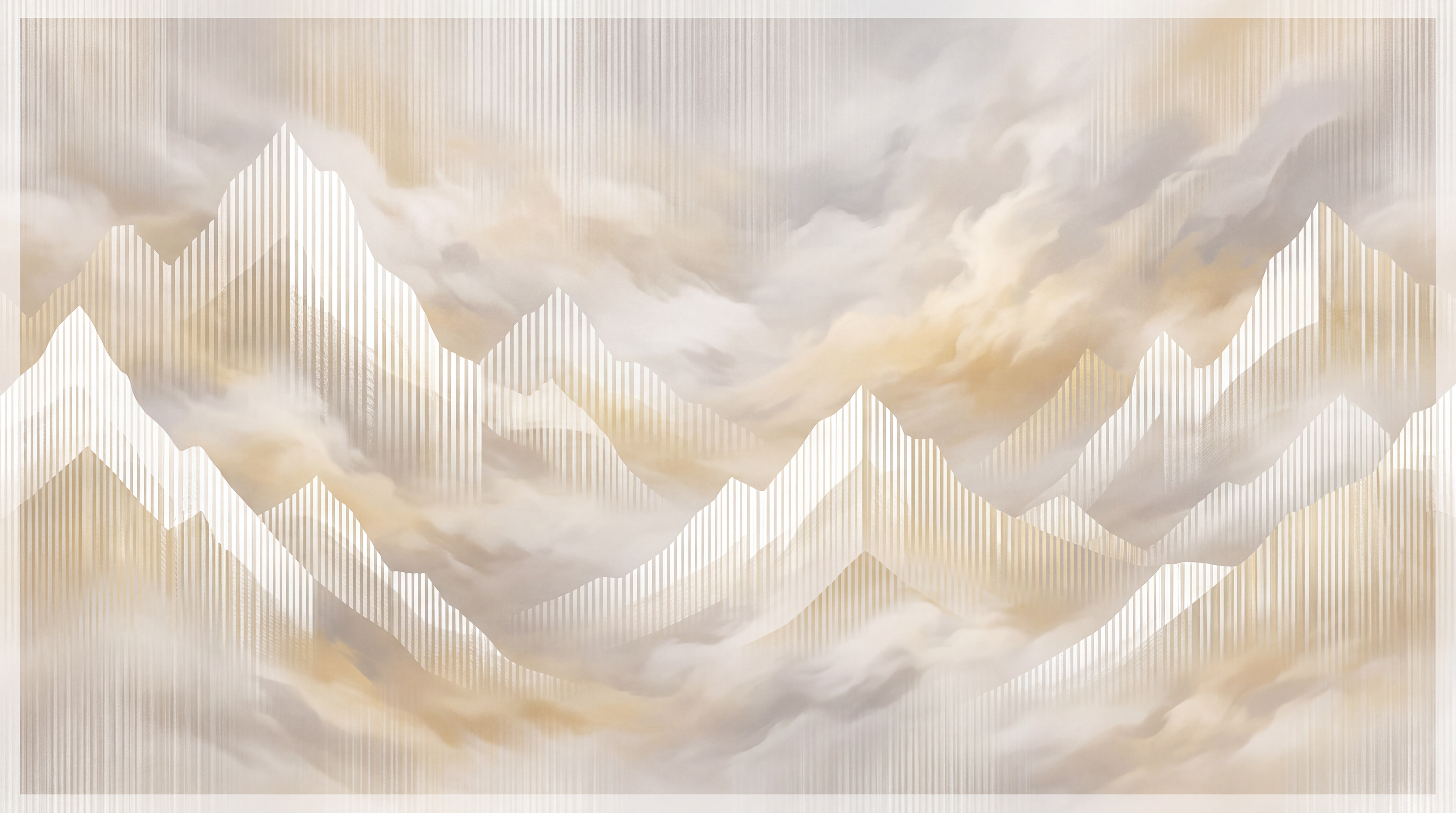 Beige Mountain Scenic Decorative Wallpaper Mural, Peel-and-stick Finish