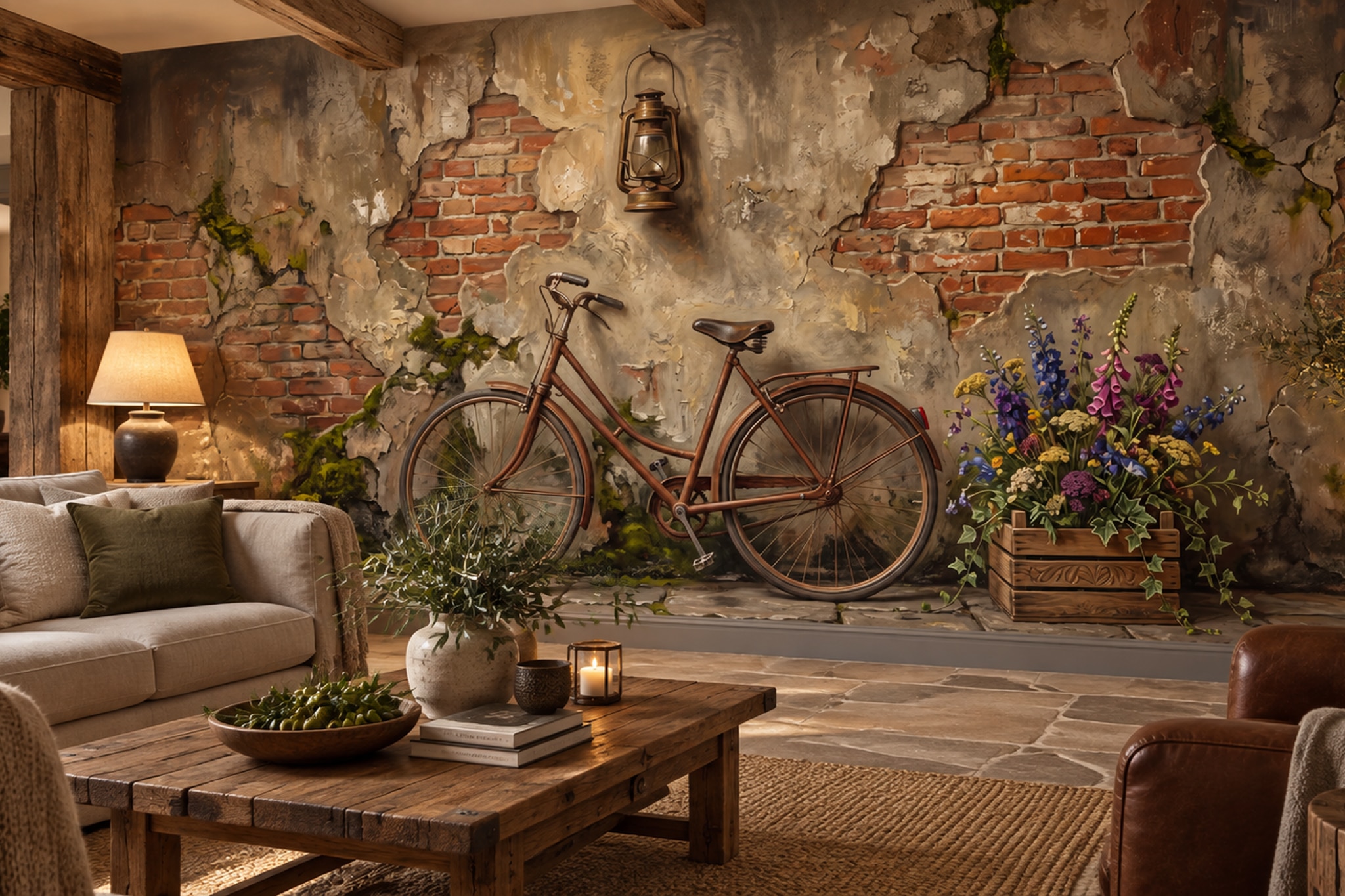 Rust Pattern Decorative Atmospheric Wallpaper Mural Bedroom-wallpaper-murals, Peel-and-stick Finish