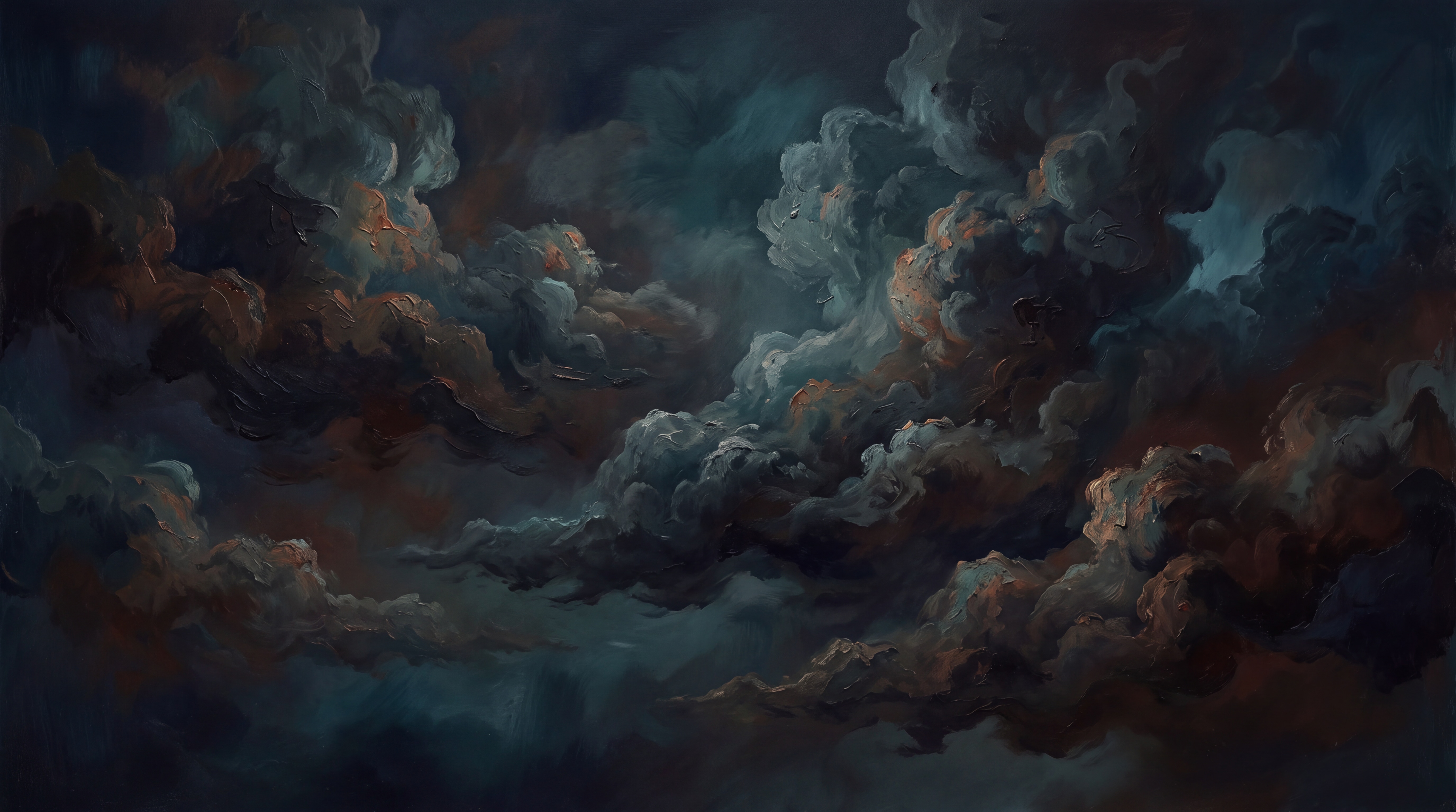 Navy Clouds Artful Wallpaper Mural, Peel-and-stick Finish