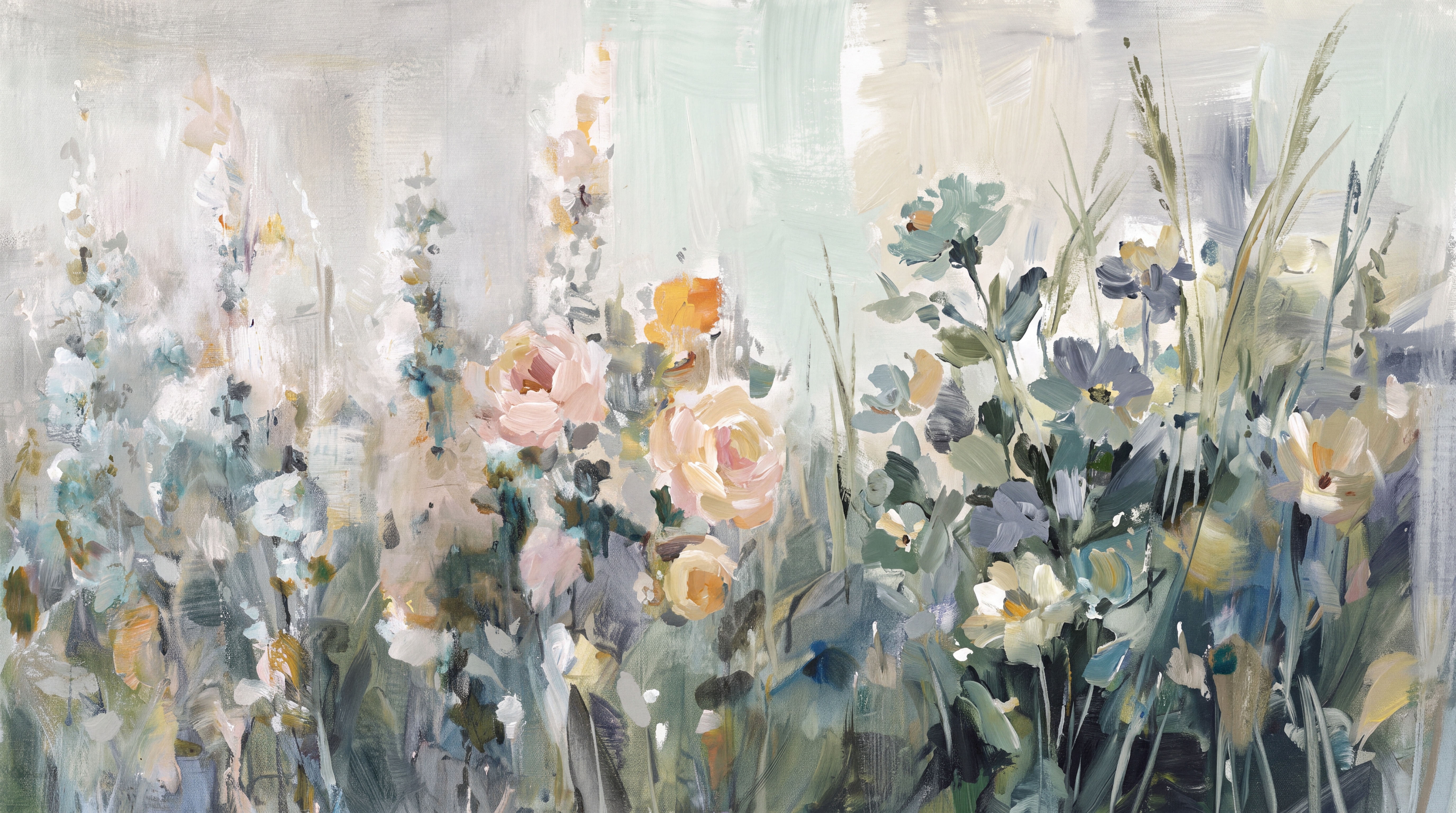 Pastel Meadow Scenic Wallpaper Mural, Peel-and-stick Finish