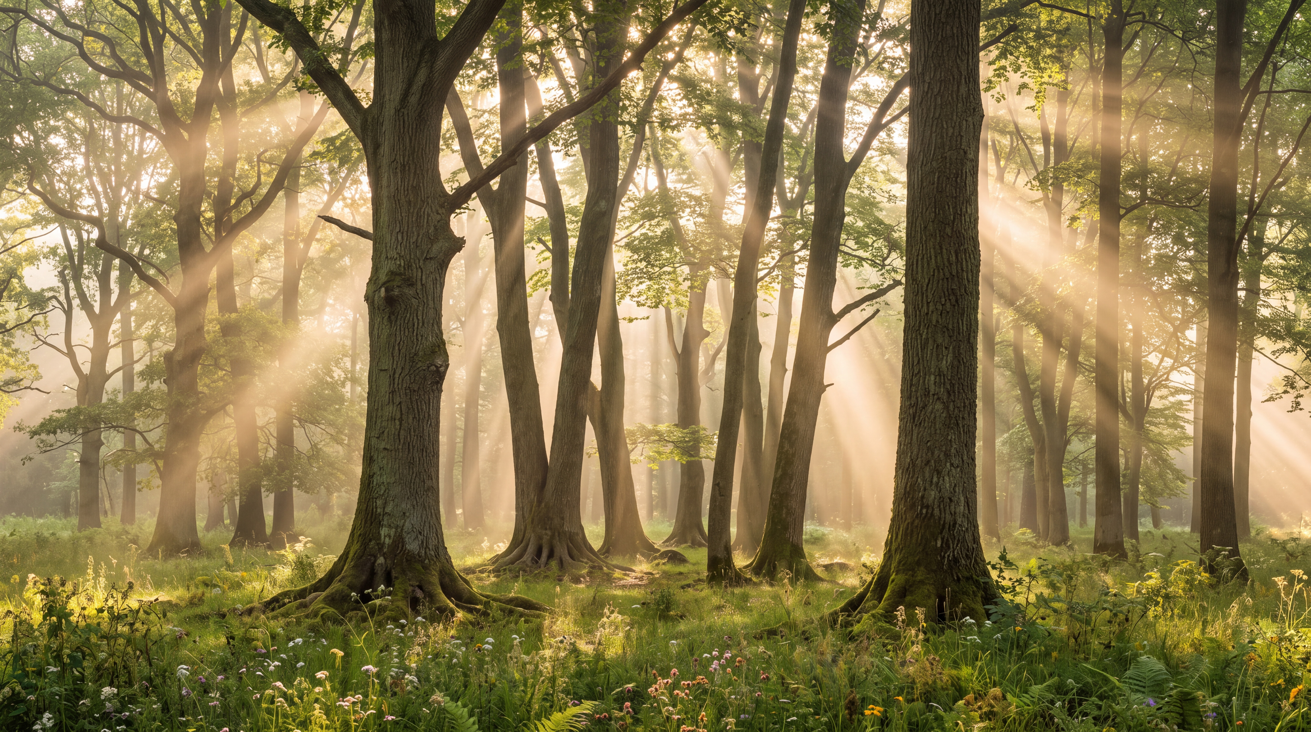 Gold Scenic Scenic Forest Wallpaper Mural, Peel-and-stick Finish