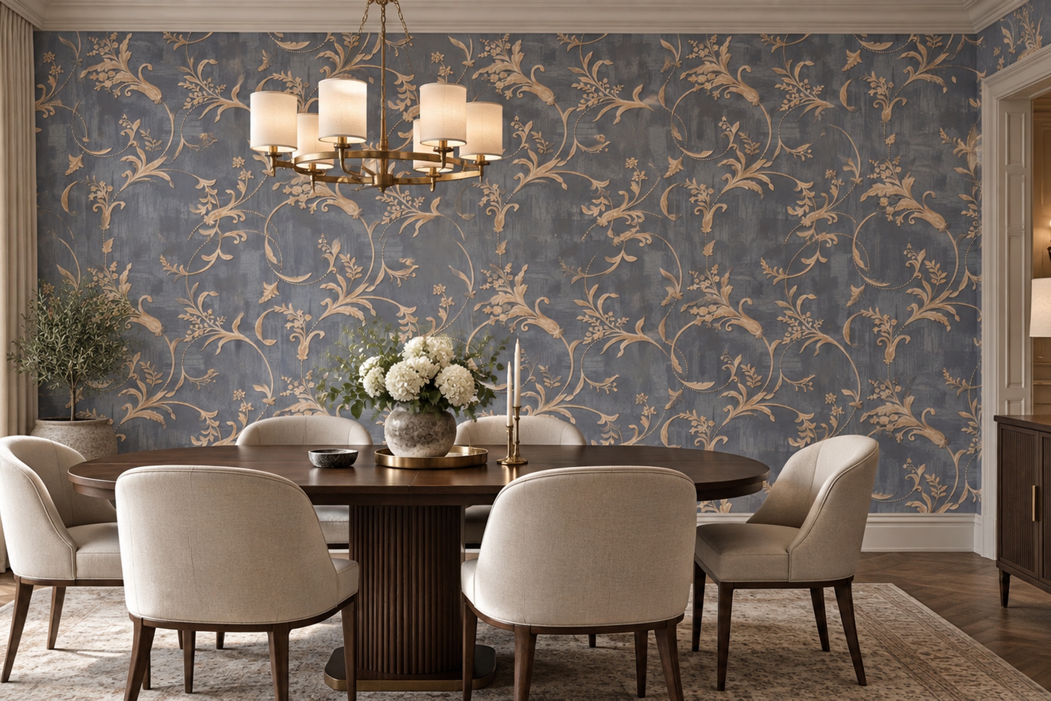 Grey Pattern Decorative Wallpaper Mural Layered Quiet Forms Wallpaper Dining-room-wallpaper-murals, Peel-and-stick Finish