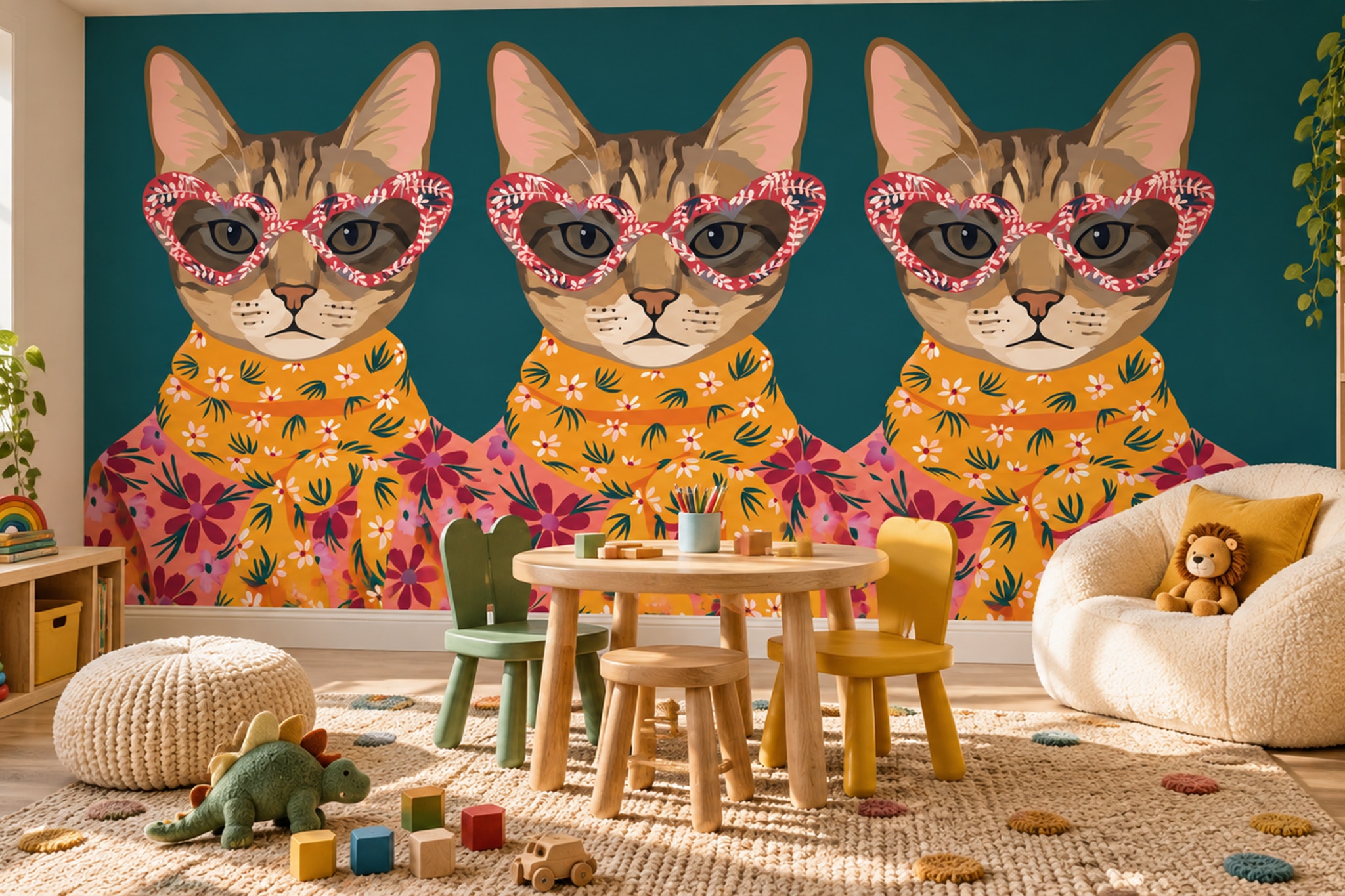 Pink Pattern Decorative Wallpaper Mural Layered Painterly Marks, Peel-and-stick Finish