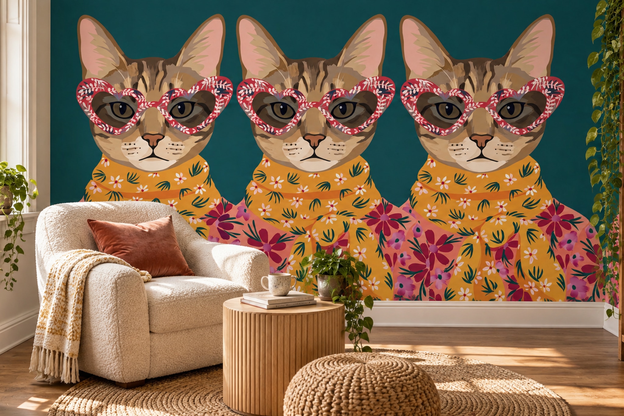 Pink Pattern Decorative Wallpaper Mural Layered Painterly Marks Accent-wall-wallpaper-murals, Peel-and-stick Finish