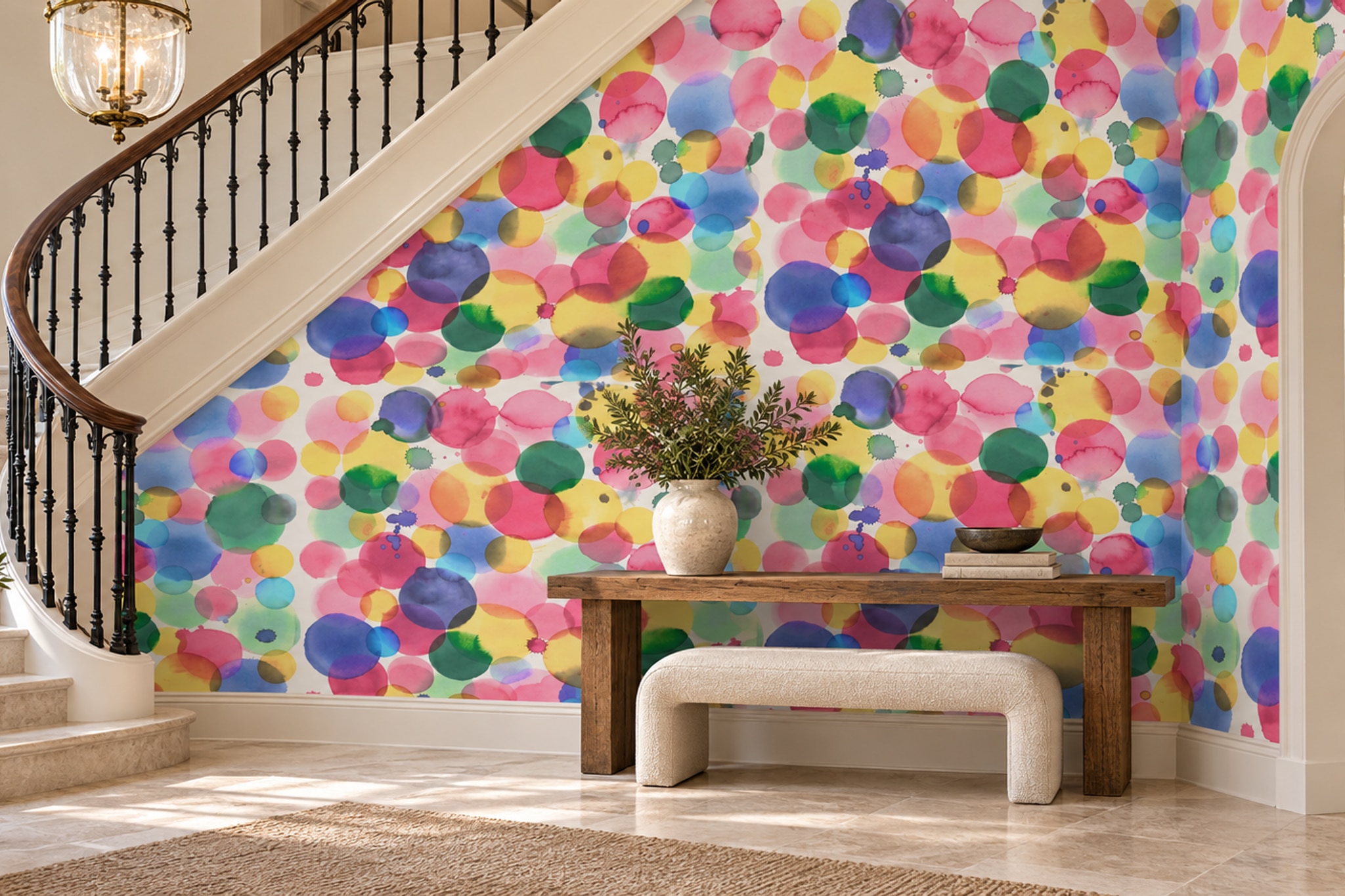 Neutral Pattern Decorative Illustrated Wallpaper Mural Accent-wall-wallpaper-murals, Peel-and-stick Finish