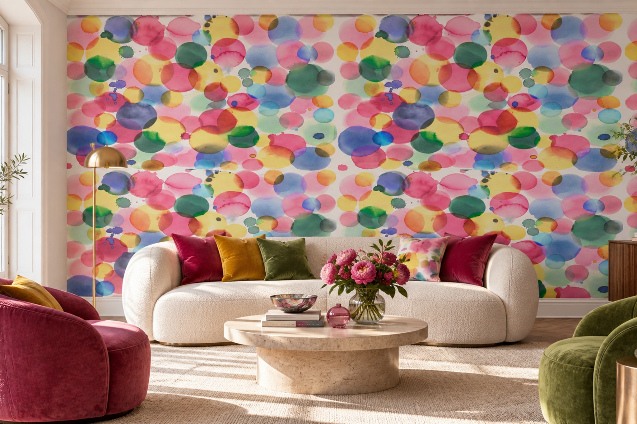 Neutral Pattern Decorative Illustrated Wallpaper Mural Kitchen-wallpaper-murals, Peel-and-stick Finish