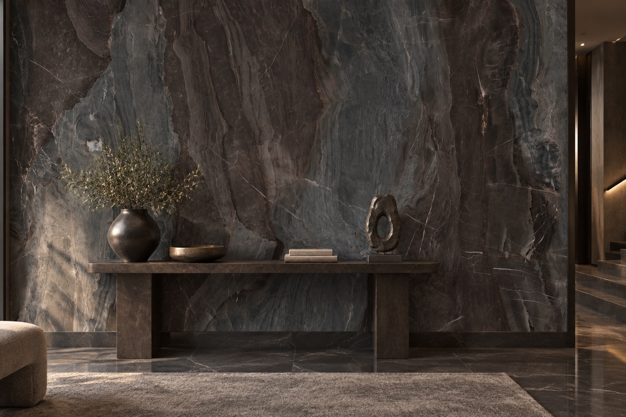 Black Stone Decorative Wallpaper Mural Entryway-wallpaper-murals, Peel-and-stick Finish