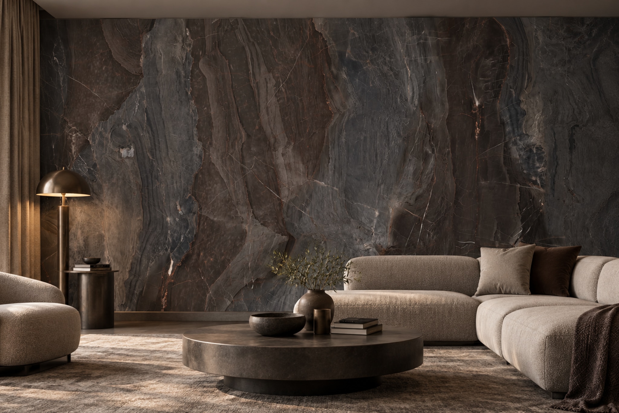 Black Stone Decorative Wallpaper Mural Living-room-wallpaper-murals, Peel-and-stick Finish