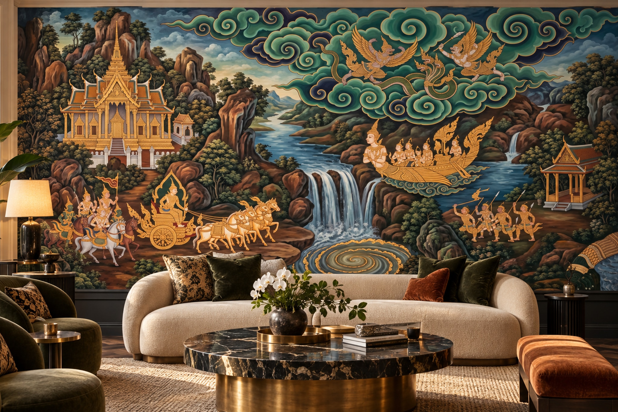 Gold Palace Scenic Decorative Wallpaper Mural Bedroom-wallpaper-murals, Peel-and-stick Finish