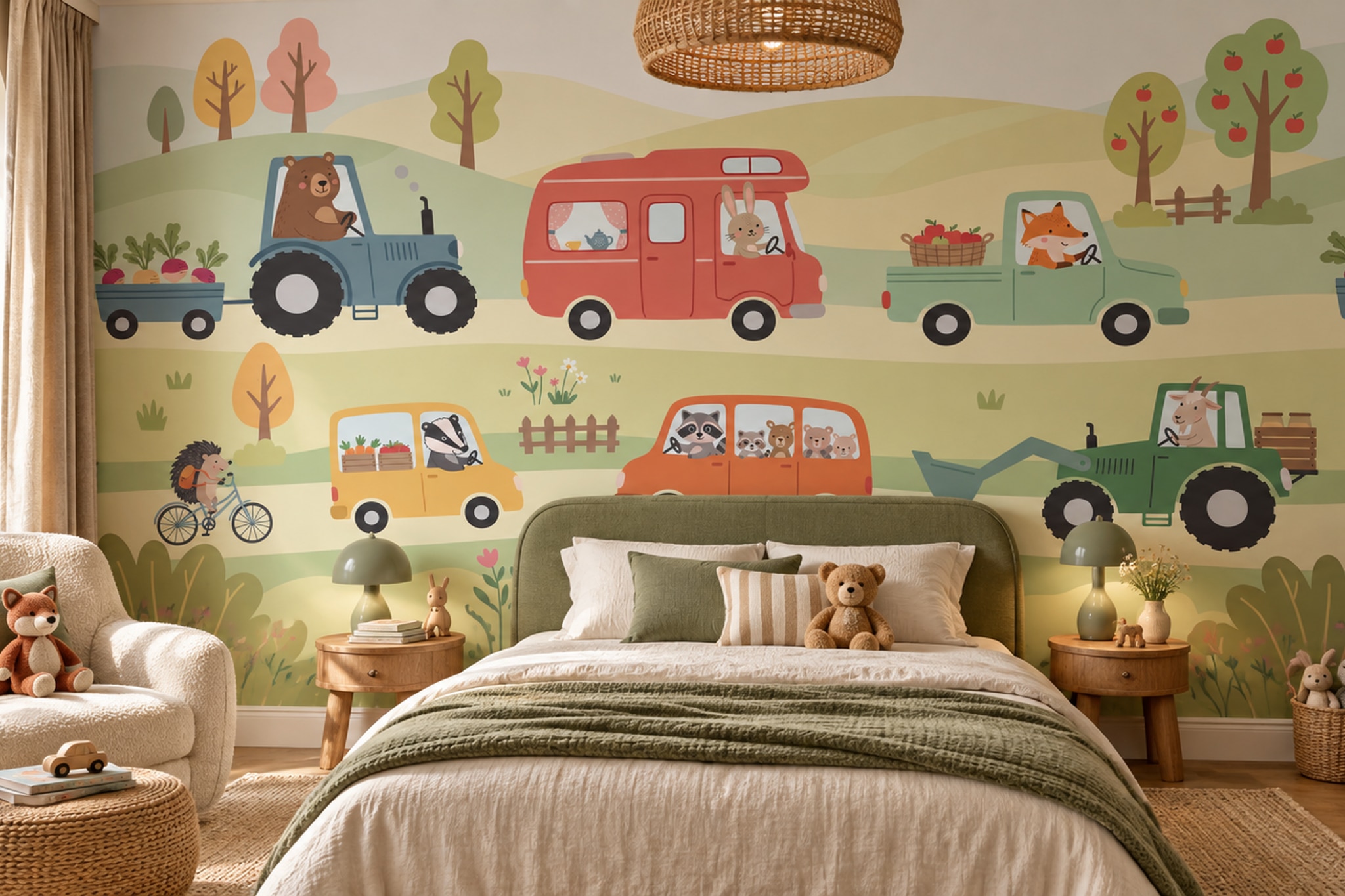 Green Pattern Decorative Wallpaper Mural Layered Linear Detail Wallpaper Bedroom-wallpaper-murals, Peel-and-stick Finish