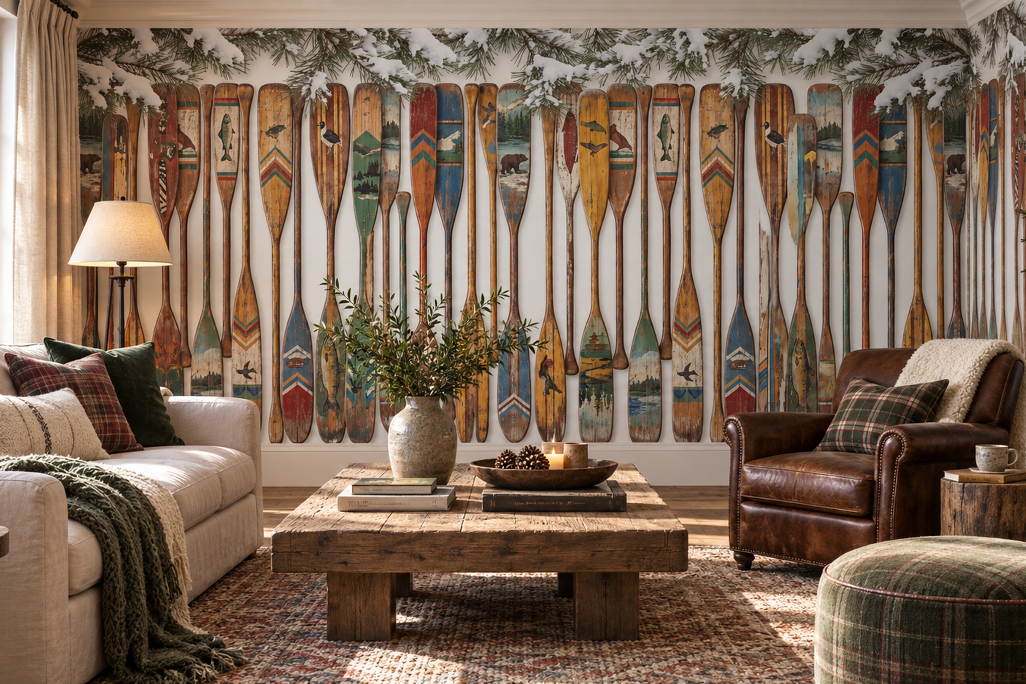 Brown Pattern Decorative Wallpaper Mural Layered Forms Wallpaper Mural Bedroom-wallpaper-murals, Peel-and-stick Finish