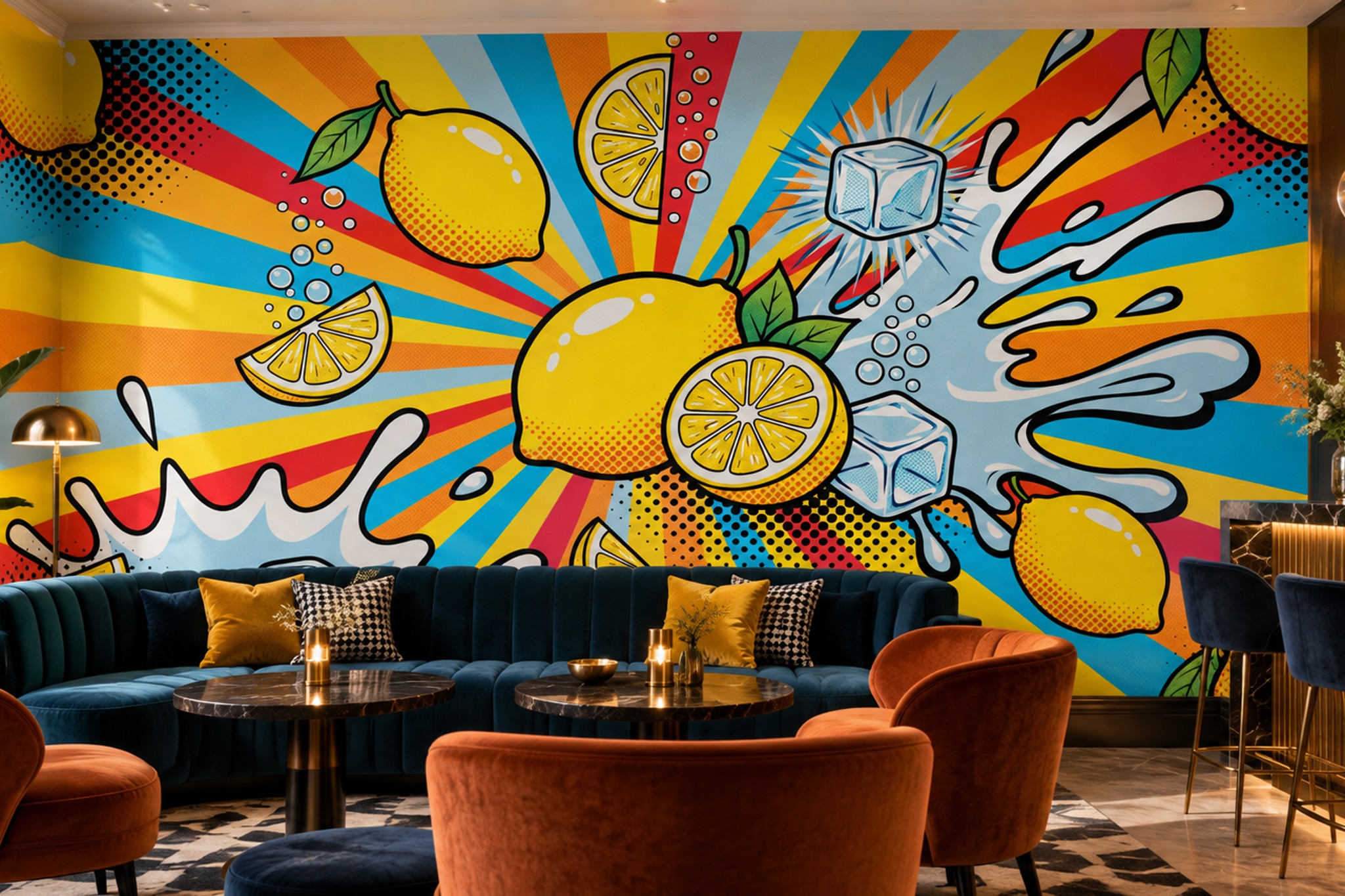 Yellow Pattern Decorative Painterly Wallpaper Mural Accent-wall-wallpaper-murals, Peel-and-stick Finish