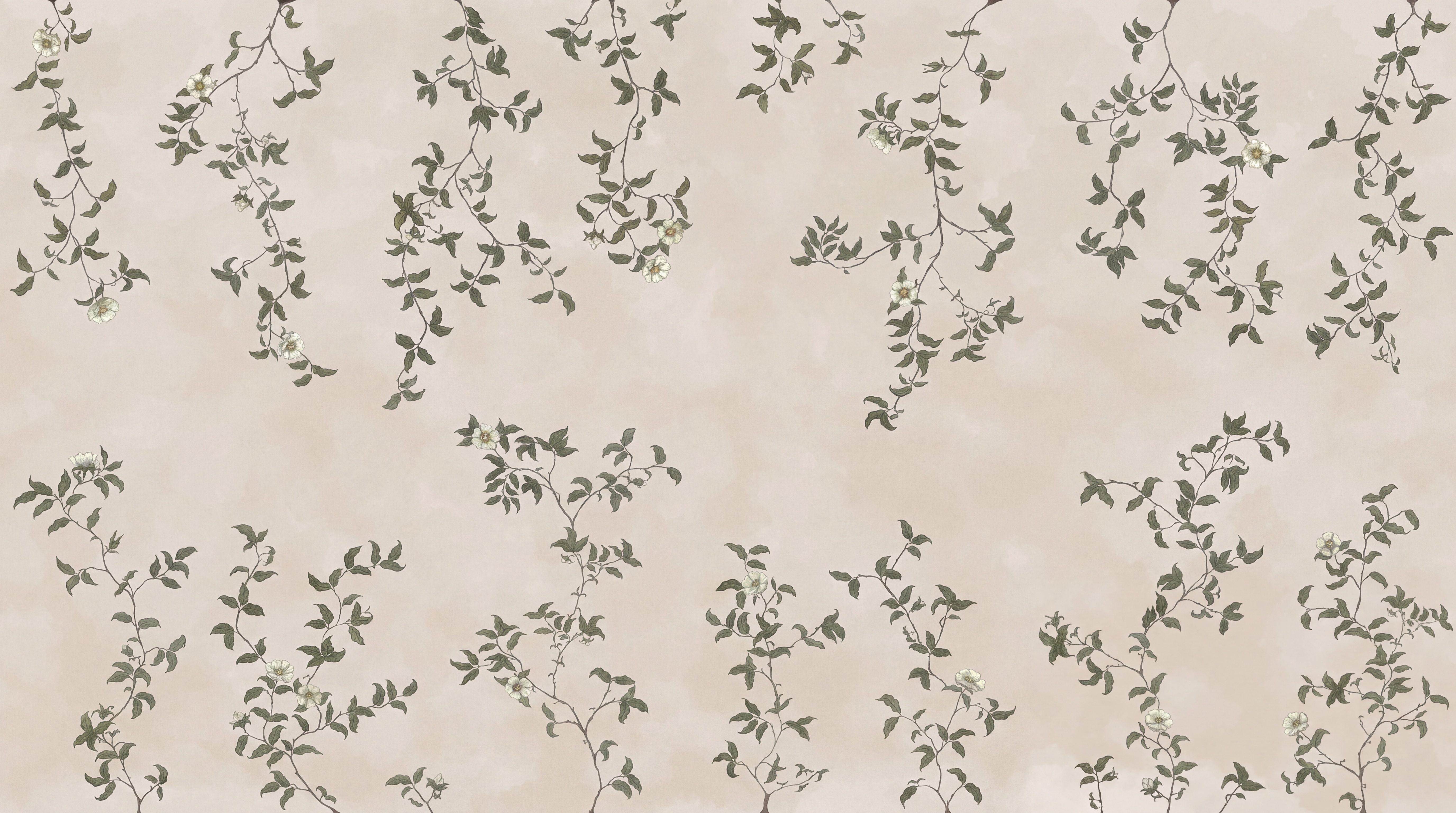 Beige Vine Botanical Wallpaper Mural, Peel-and-stick Finish